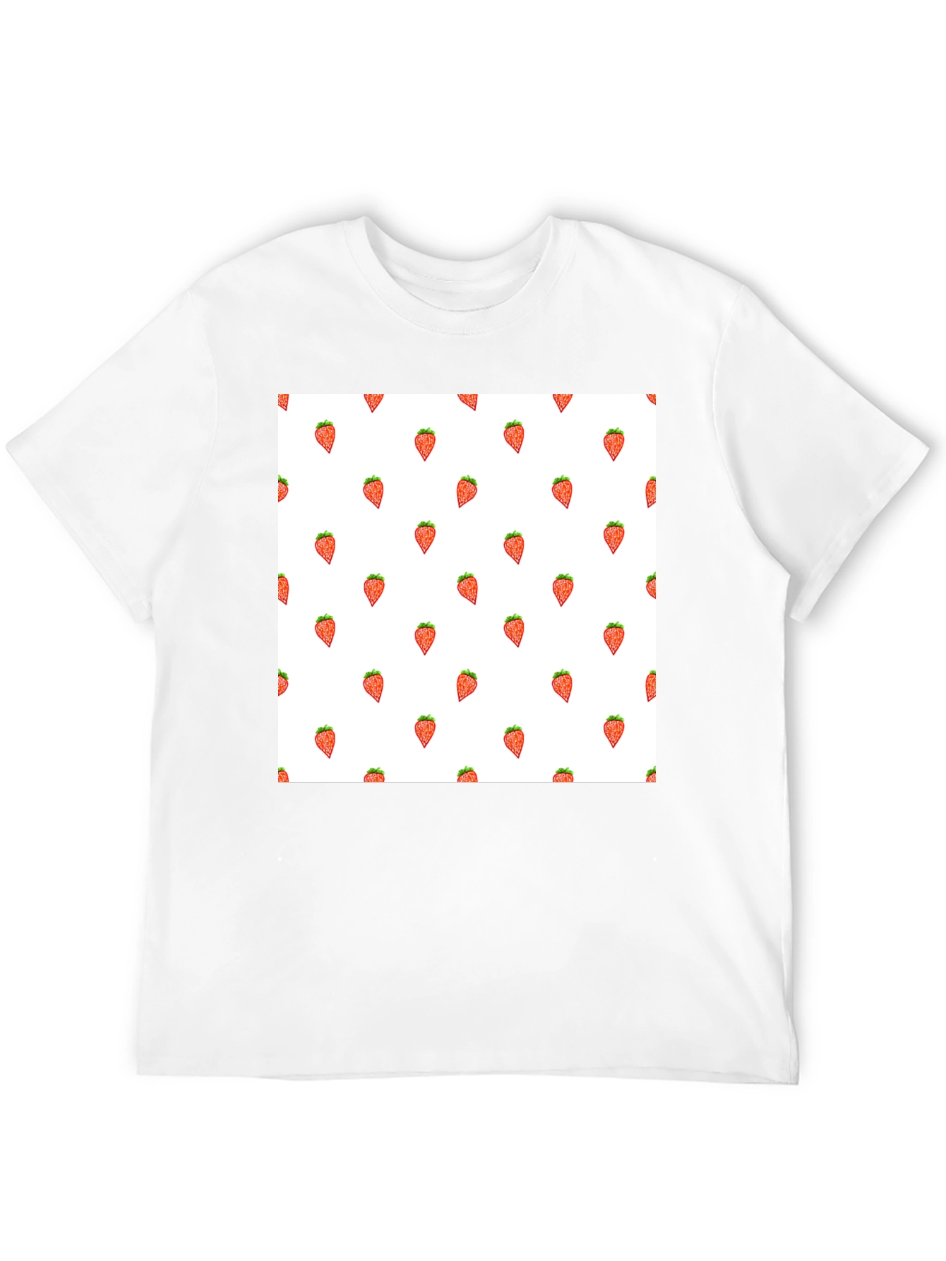 Strawberry Pattern Black T-Shirt