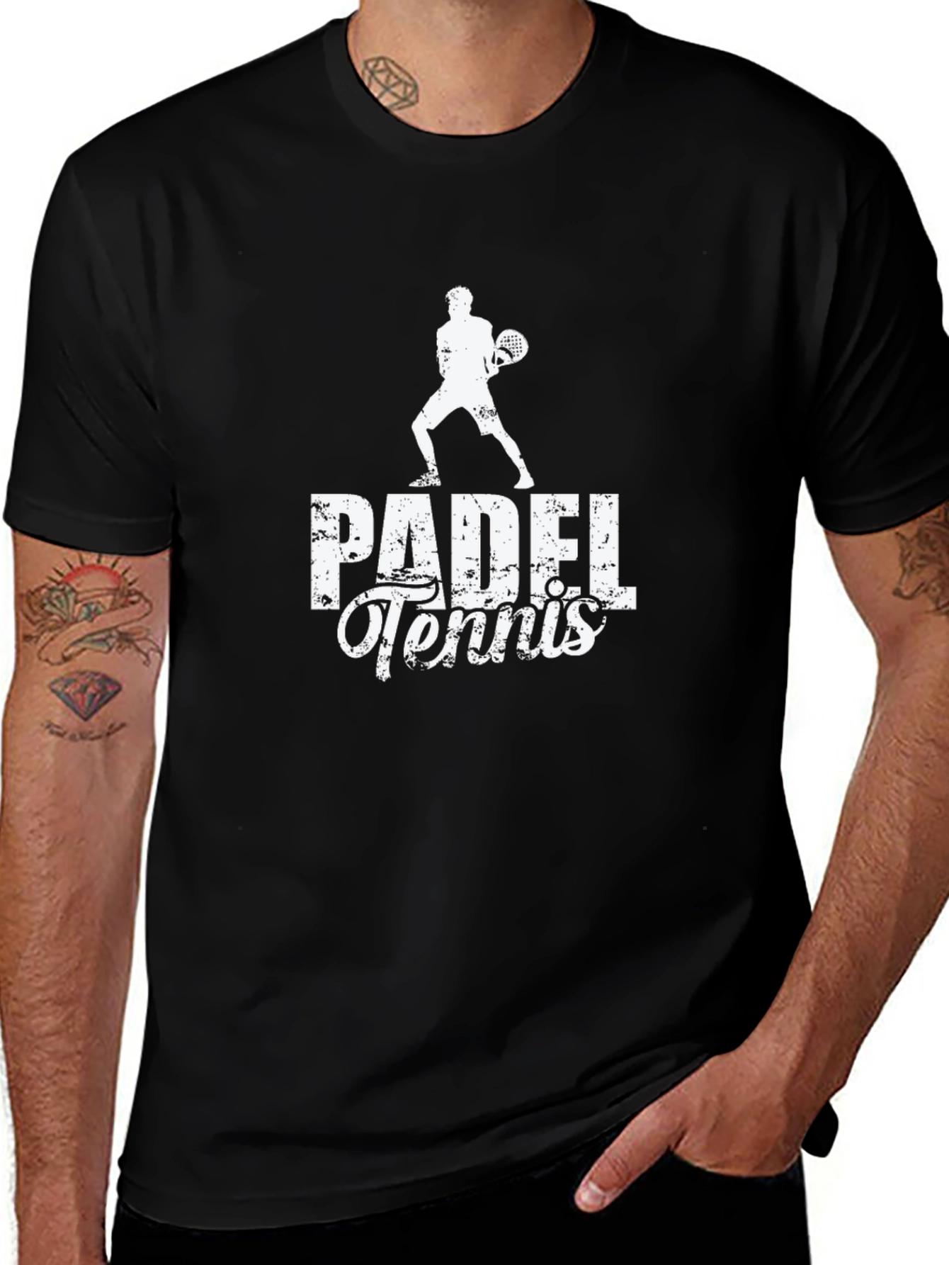 Padel Tennis Graphic Tee - Black Cotton Shirt
