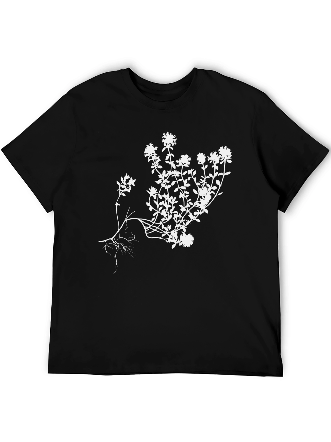 Botanical Print Tee - Stylish Mens Black T-Shirt