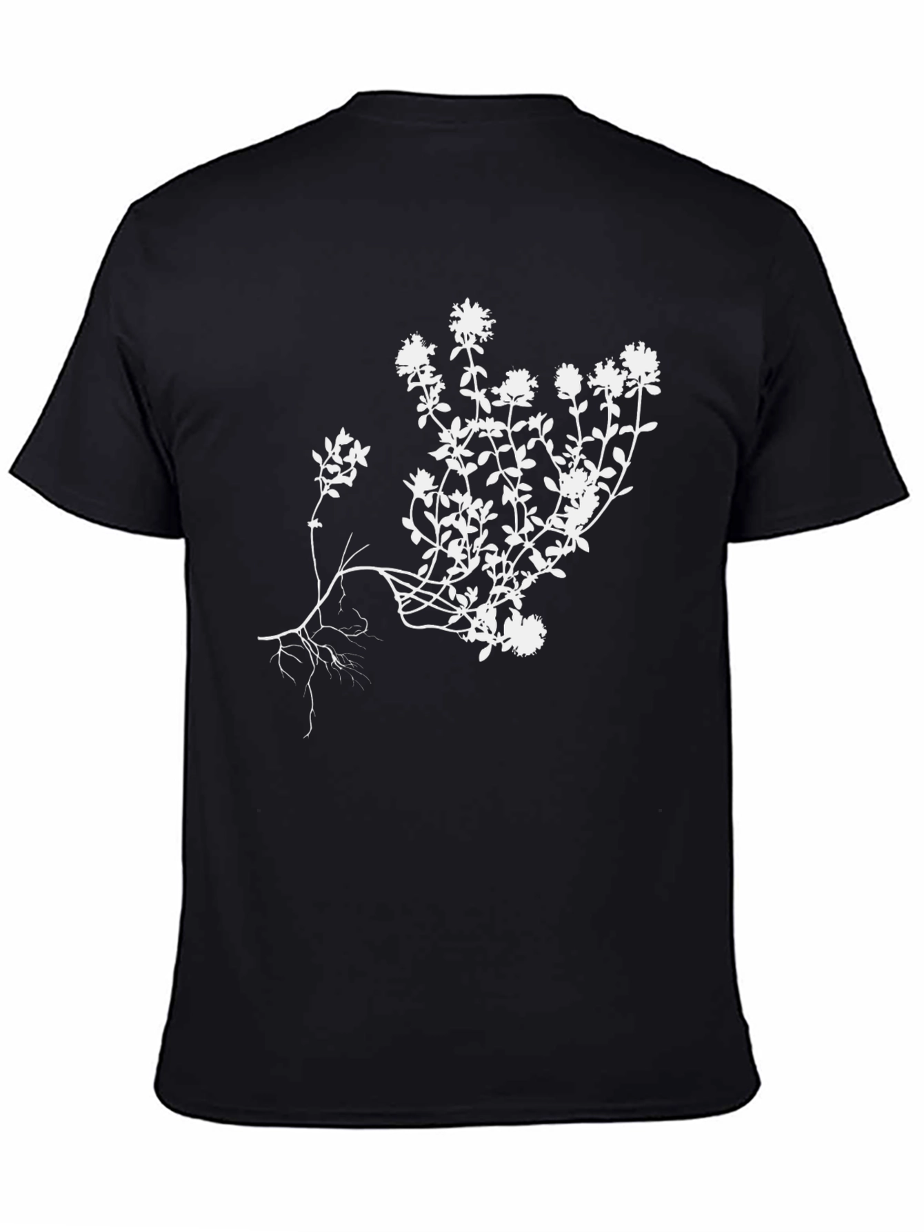 Botanical Print Tee - Stylish Mens Black T-Shirt