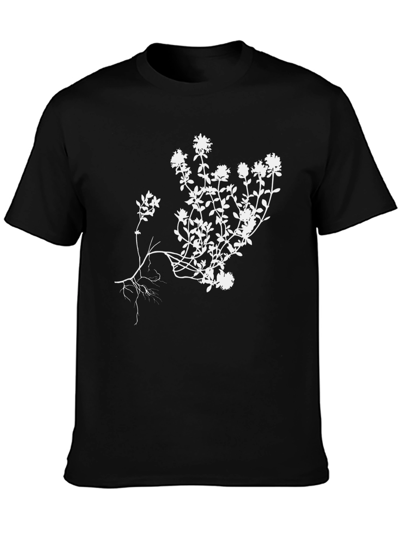 Botanical Print Tee - Stylish Mens Black T-Shirt