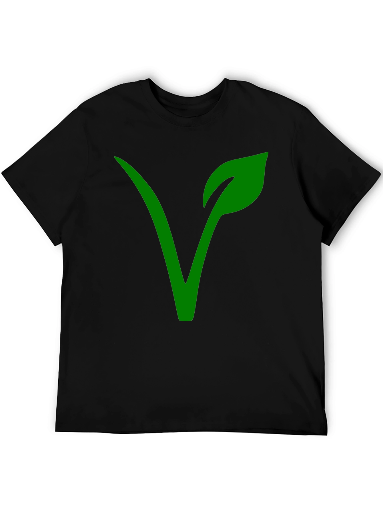 Vegan Symbol T-Shirt - Green Leaf Design
