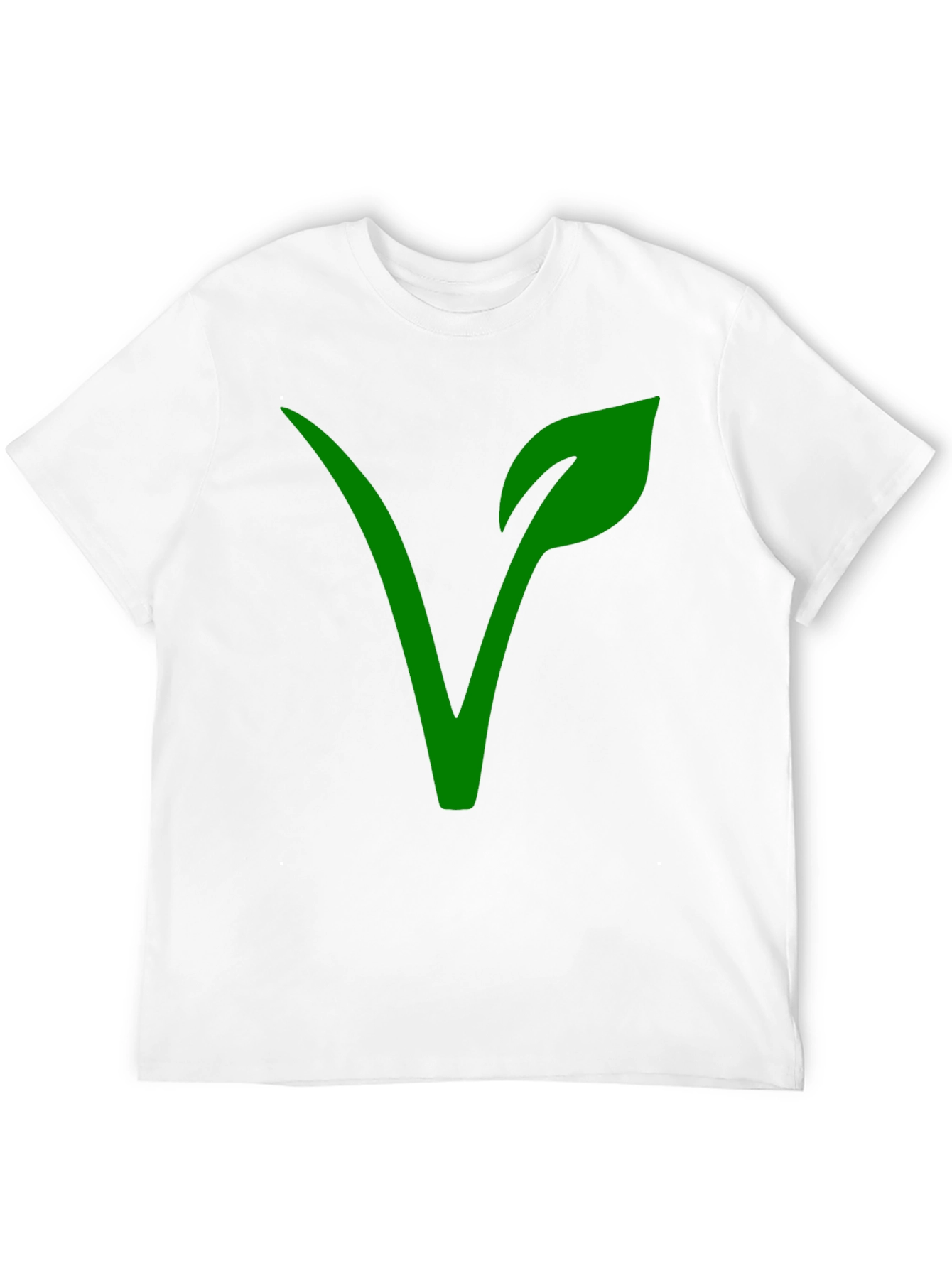Vegan Symbol T-Shirt - Green Leaf Design