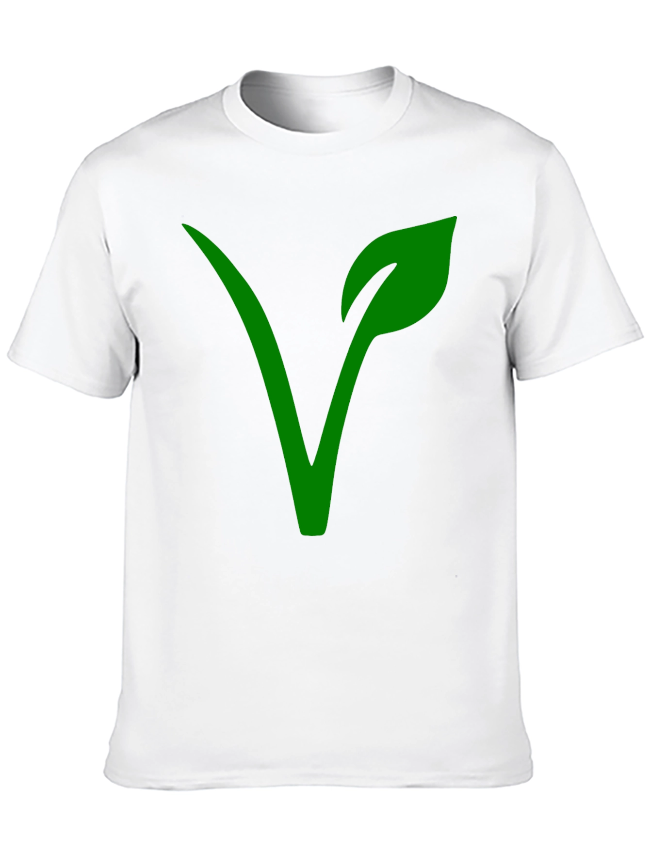 Vegan Symbol T-Shirt - Green Leaf Design