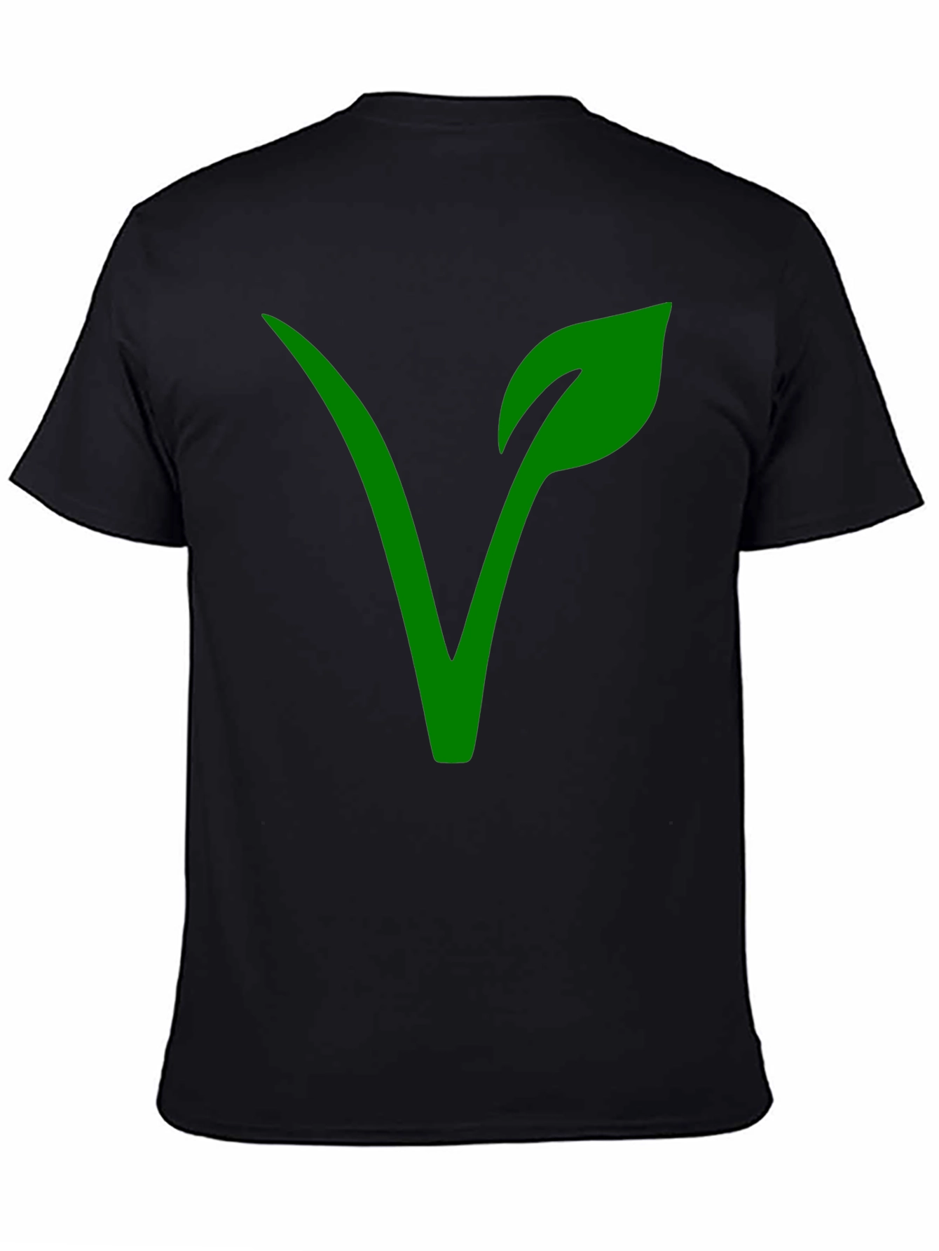 Vegan Symbol T-Shirt - Green Leaf Design