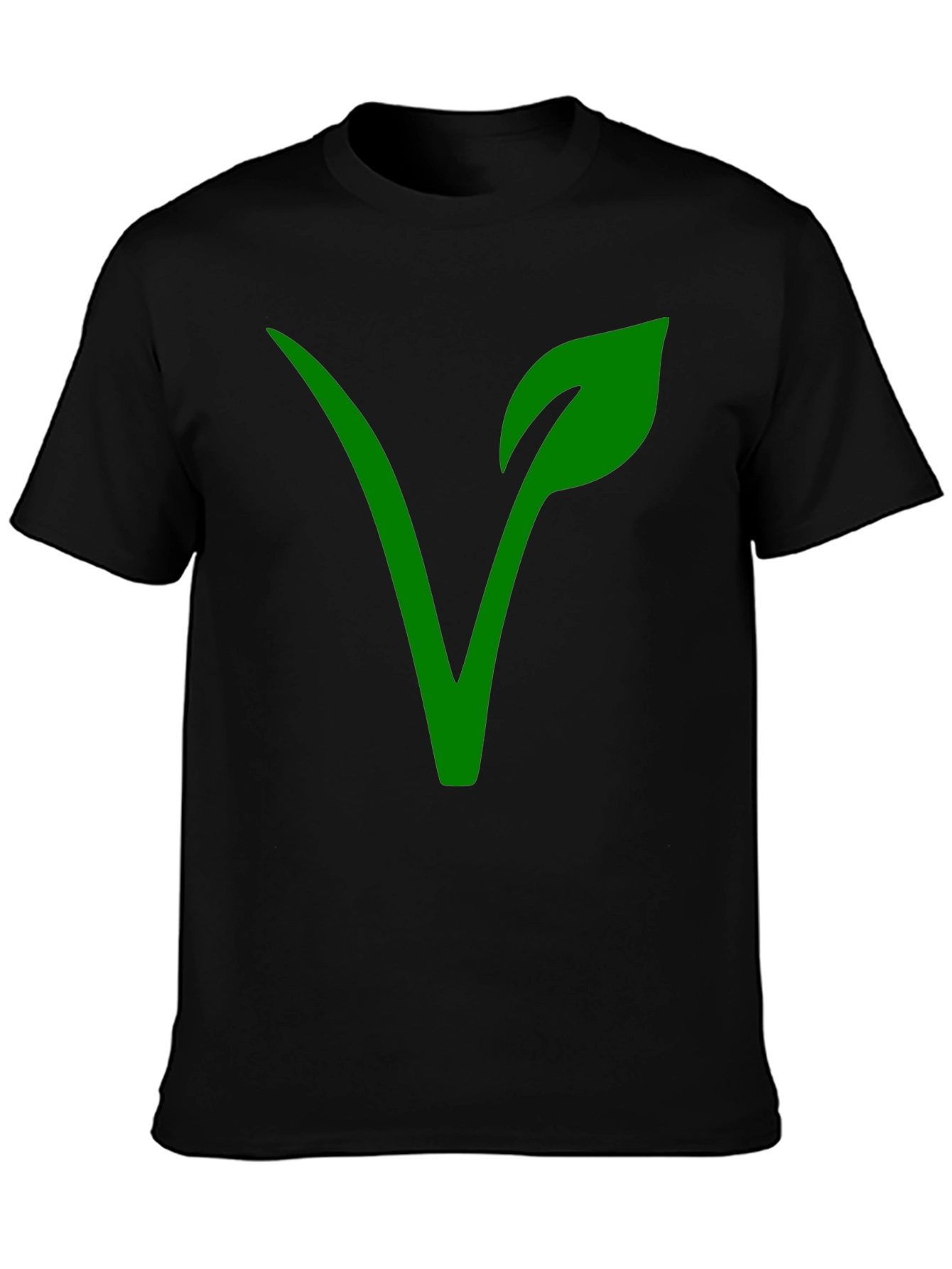 Vegan Symbol T-Shirt - Green Leaf Design