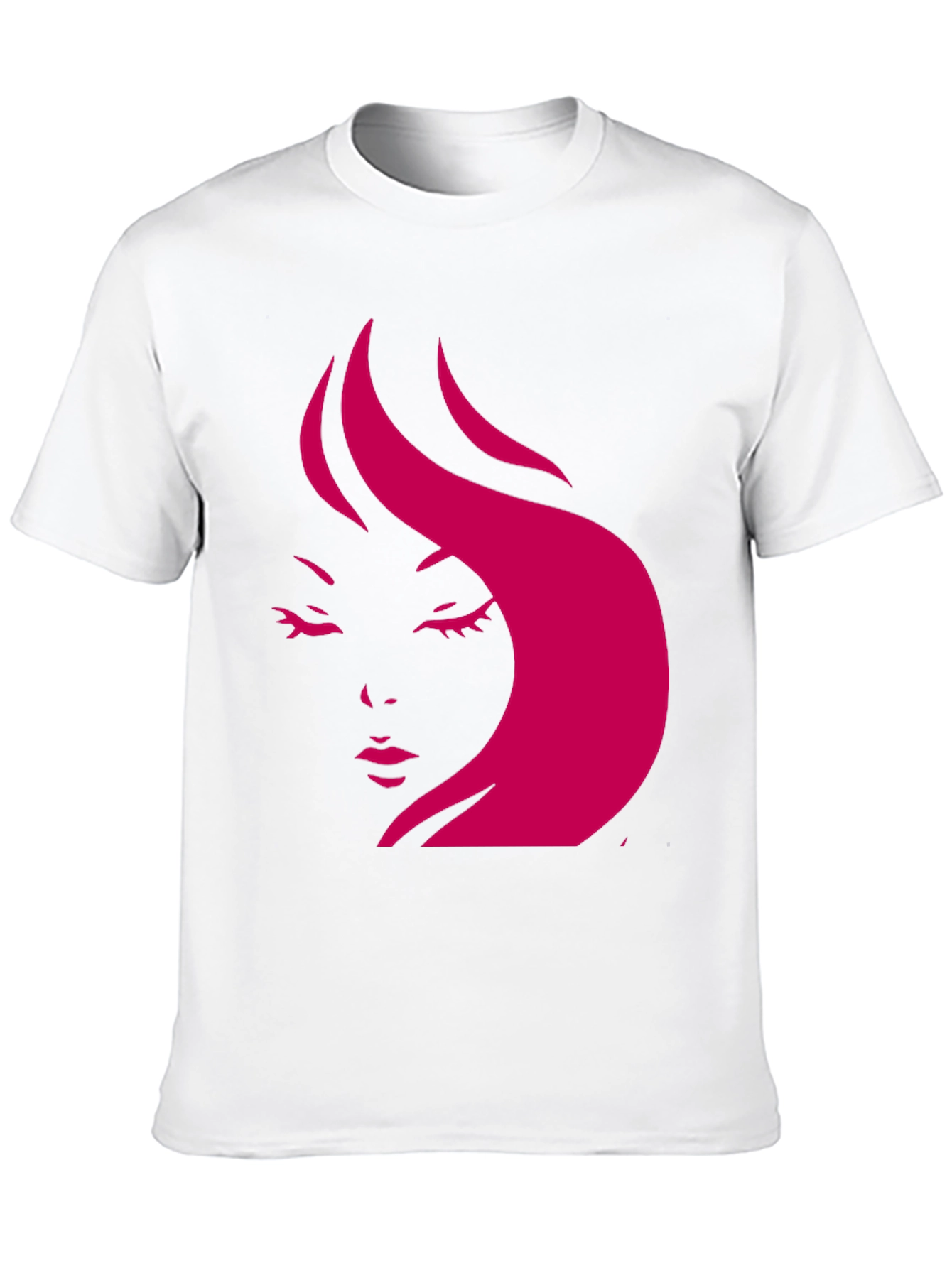 Stylish Black T-Shirt with Pink Woman Face Design
