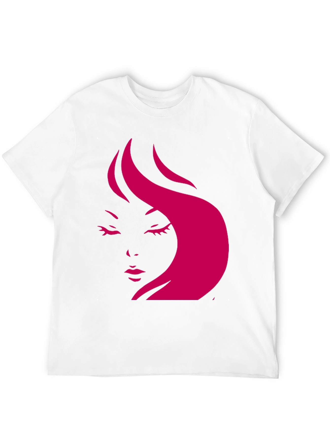 Stylish Black T-Shirt with Pink Woman Face Design
