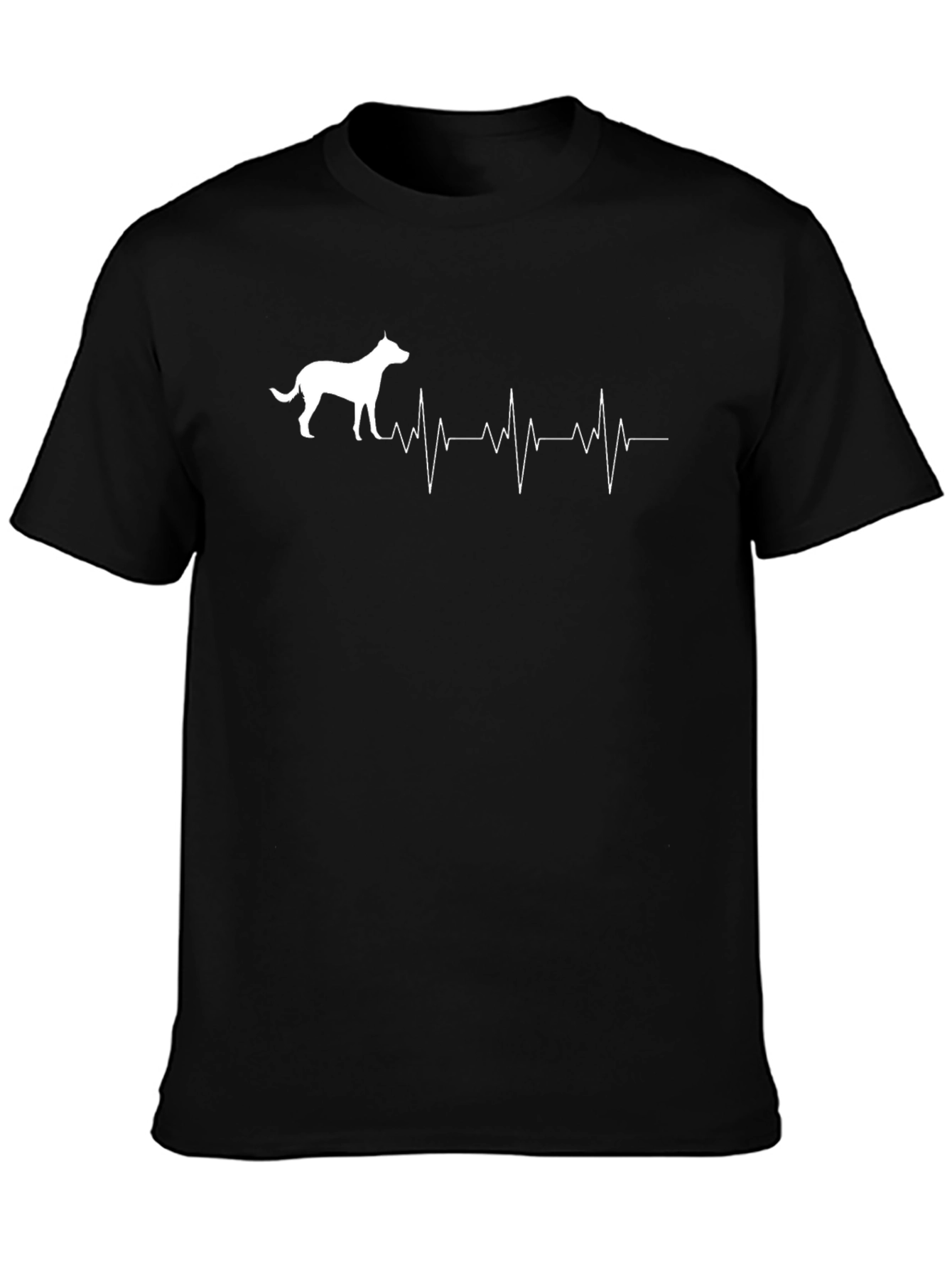 Dog Heartbeat Graphic Tee - Casual Black T-Shirt