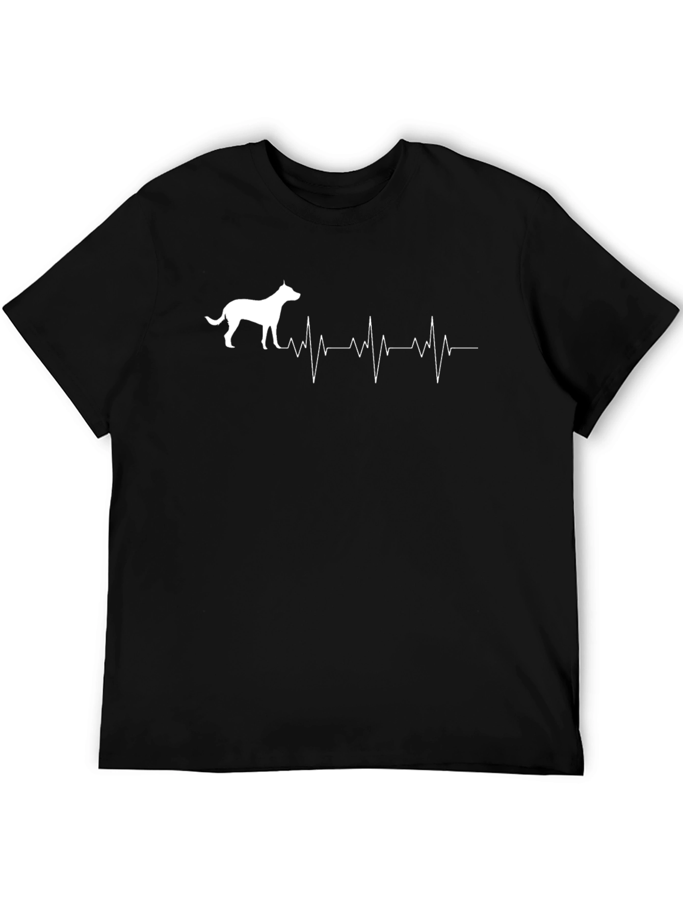Dog Heartbeat Graphic Tee - Casual Black T-Shirt