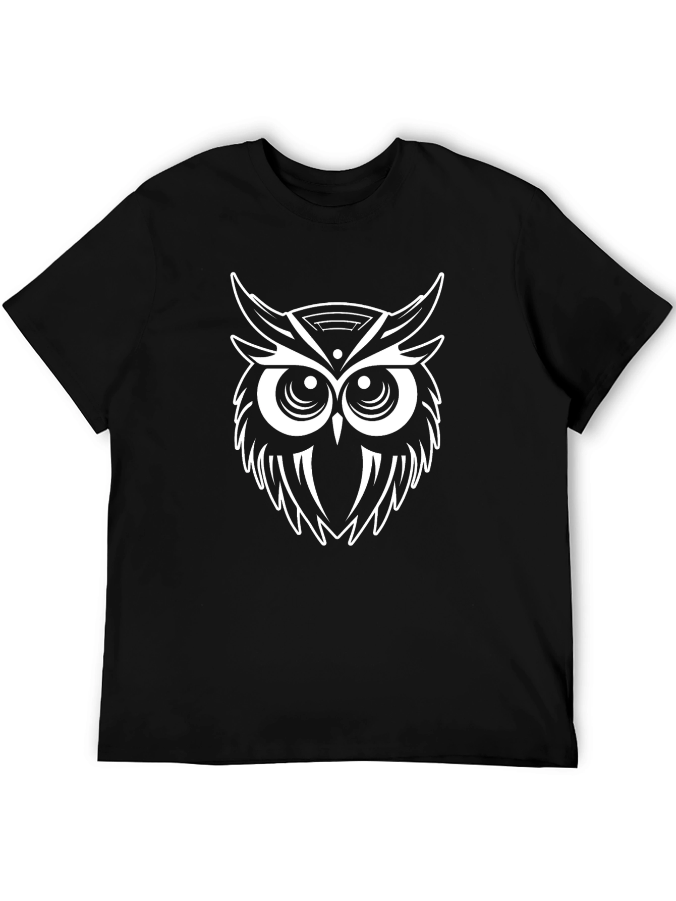 Cool Owl Graphic Print Black T-Shirt