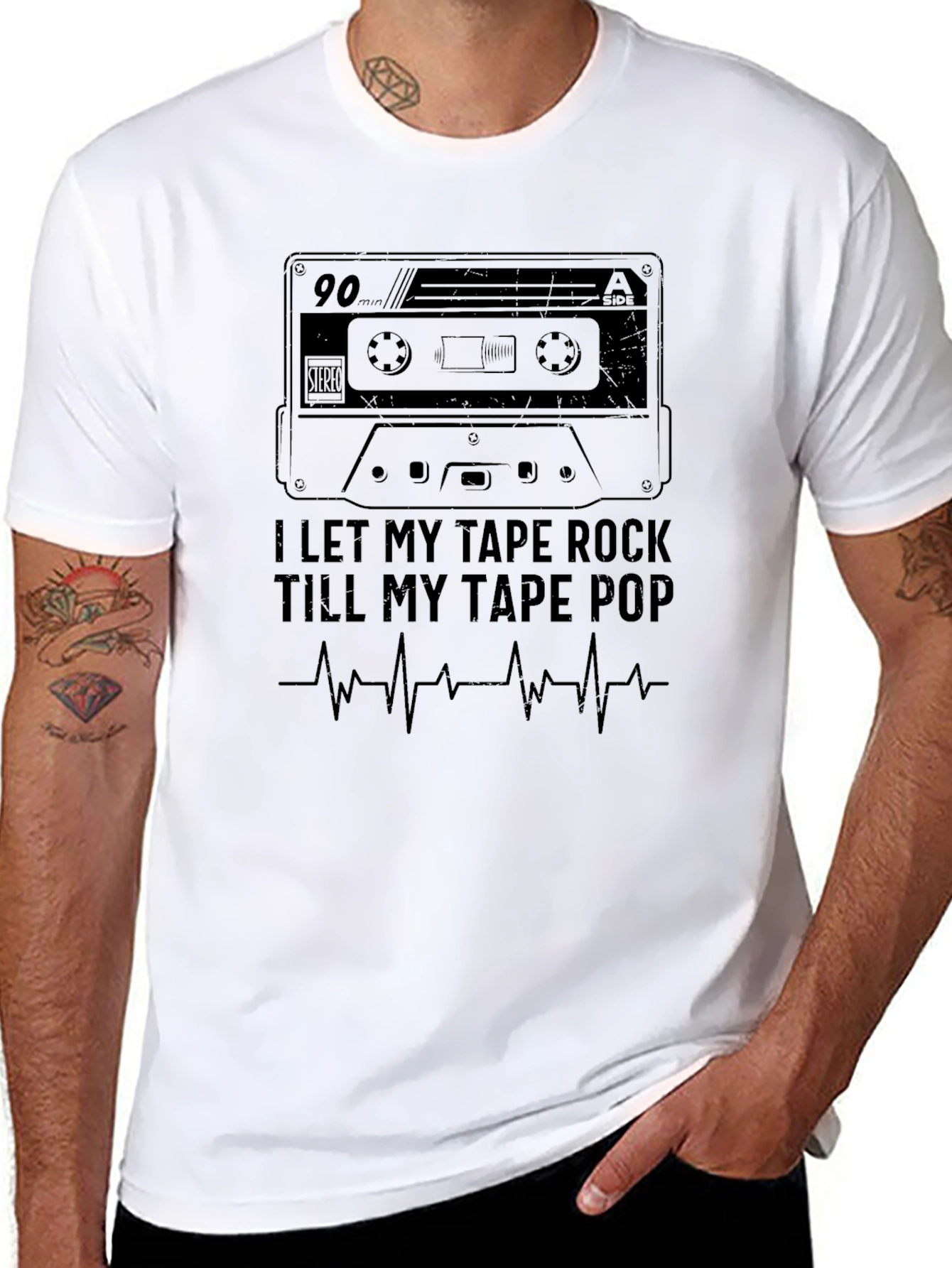 I Let My Tape Rock Graphic Tee - Black