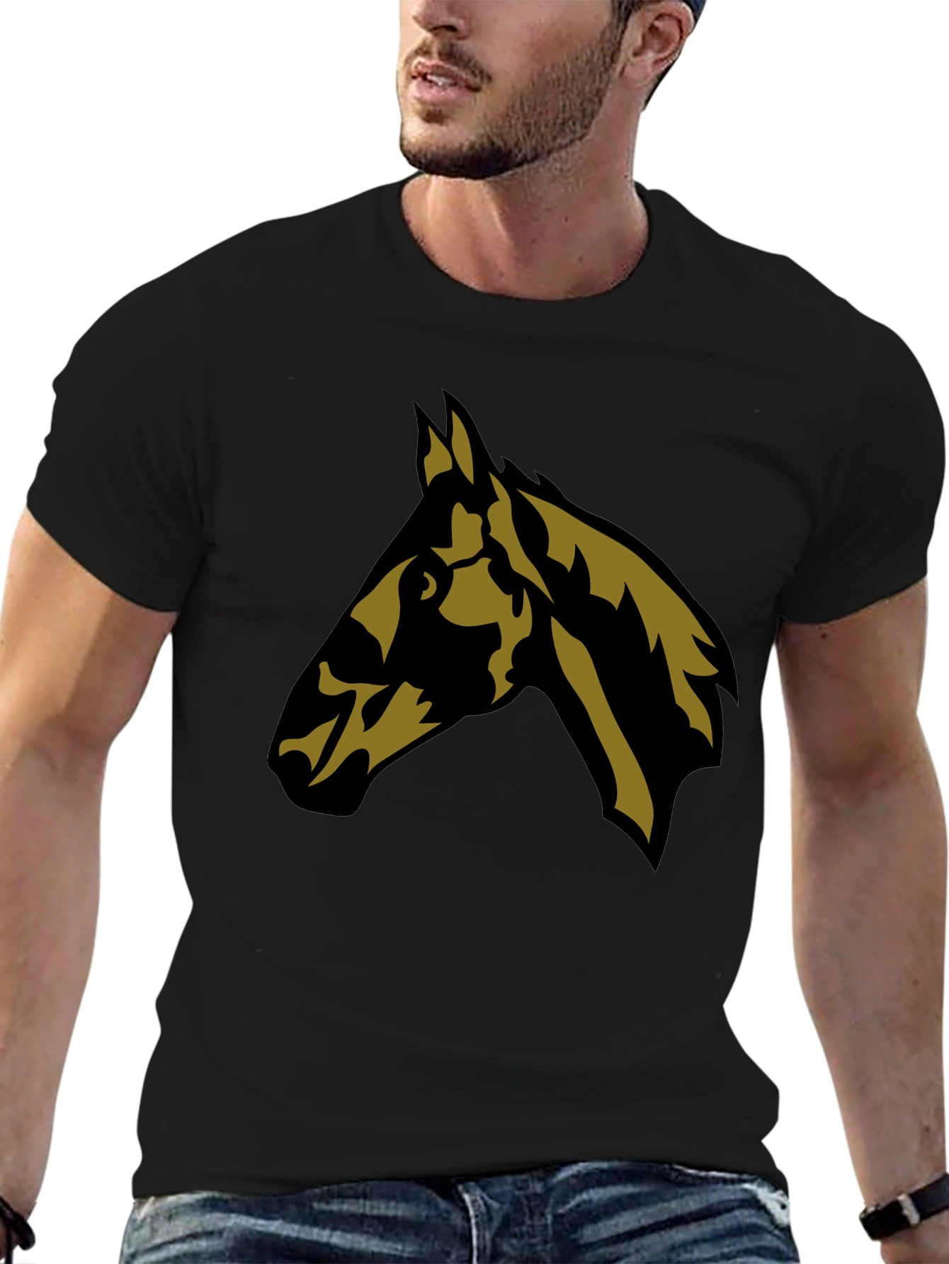 Horse Head Graphic Tee - Stylish Black T-Shirt