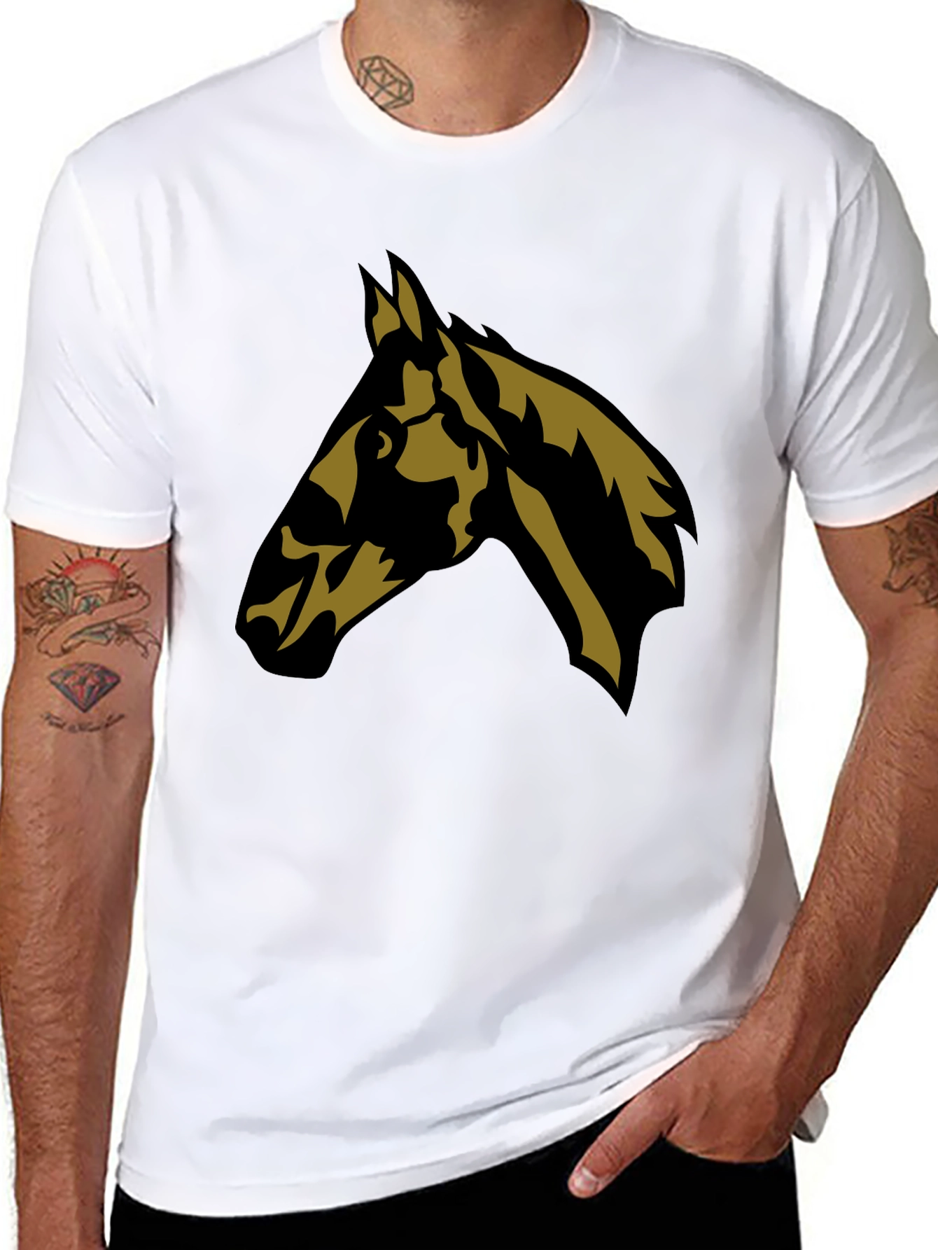 Horse Head Graphic Tee - Stylish Black T-Shirt