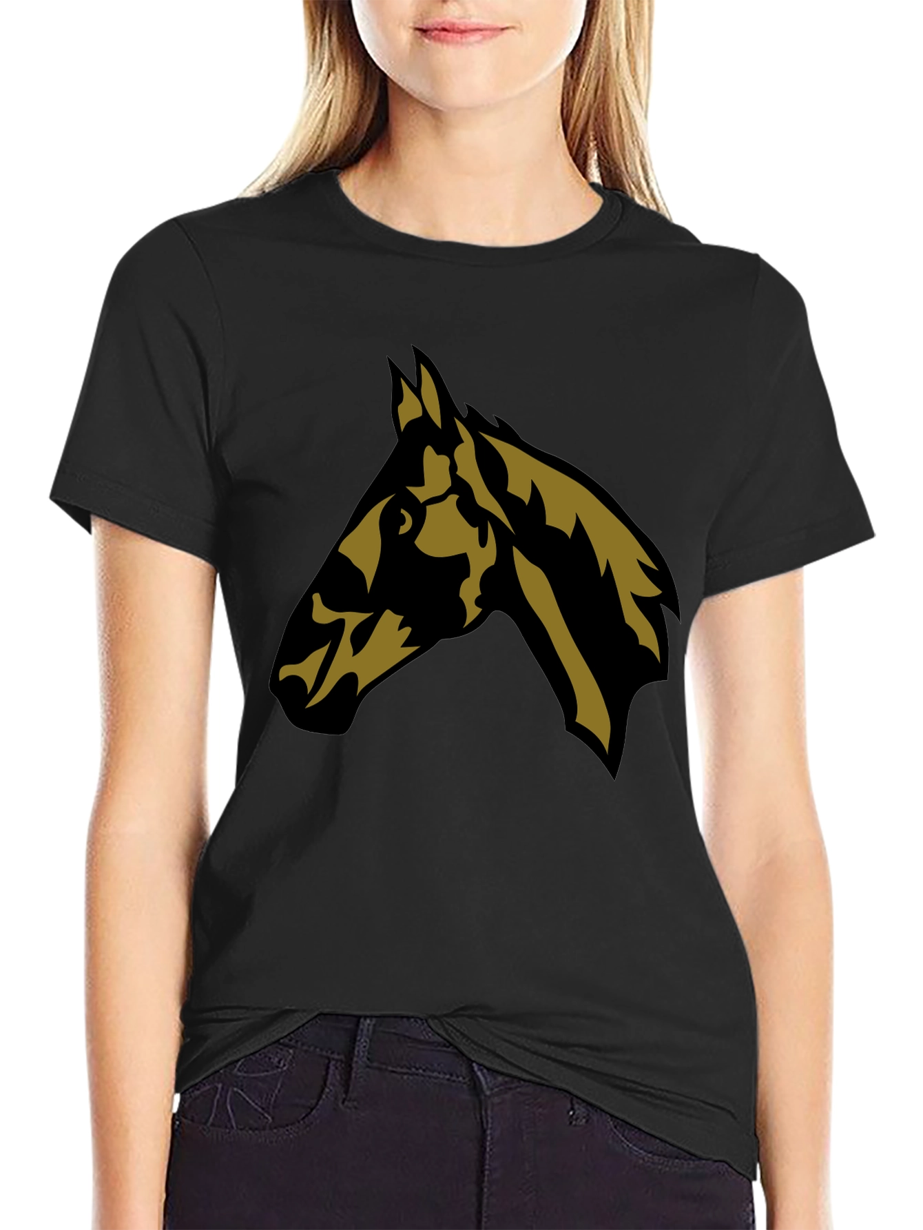 Horse Head Graphic Tee - Stylish Black T-Shirt