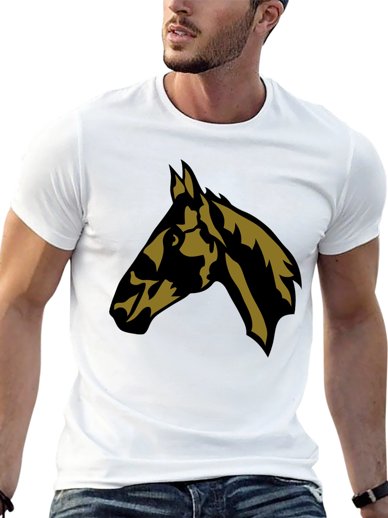 Horse Head Graphic Tee - Stylish Black T-Shirt