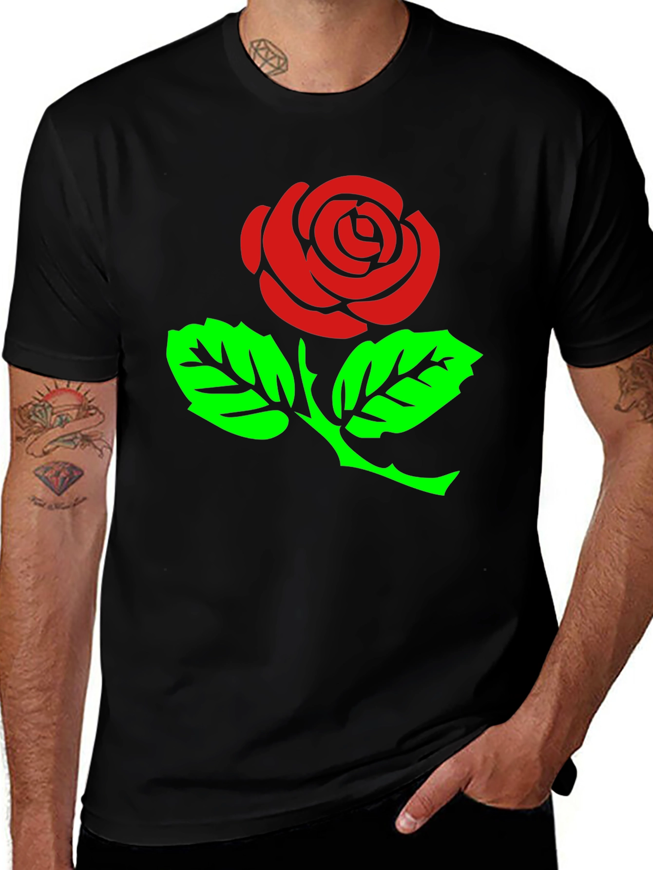 Rose Graphic T-Shirt - Stylish Black Tee