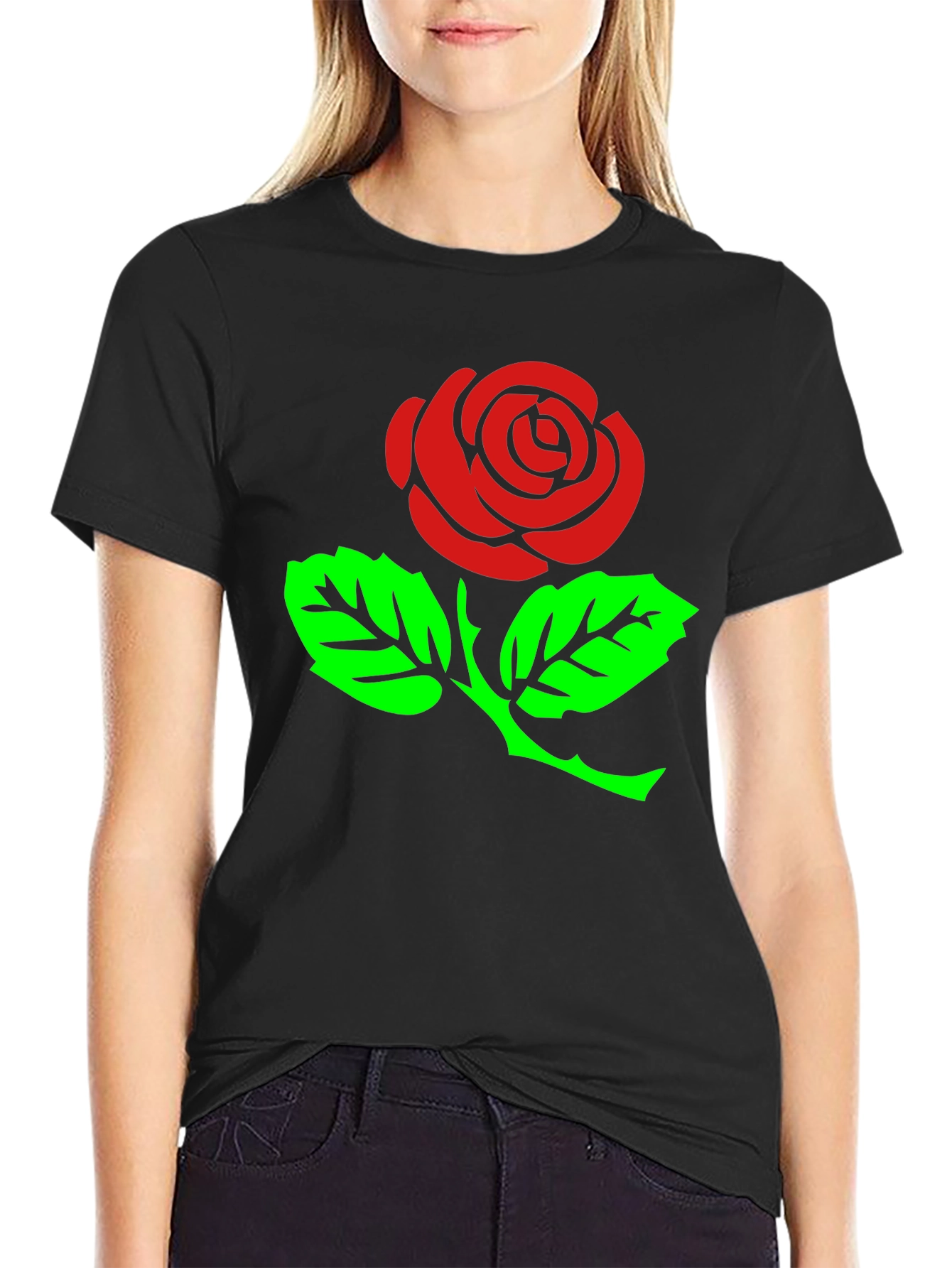 Rose Graphic T-Shirt - Stylish Black Tee