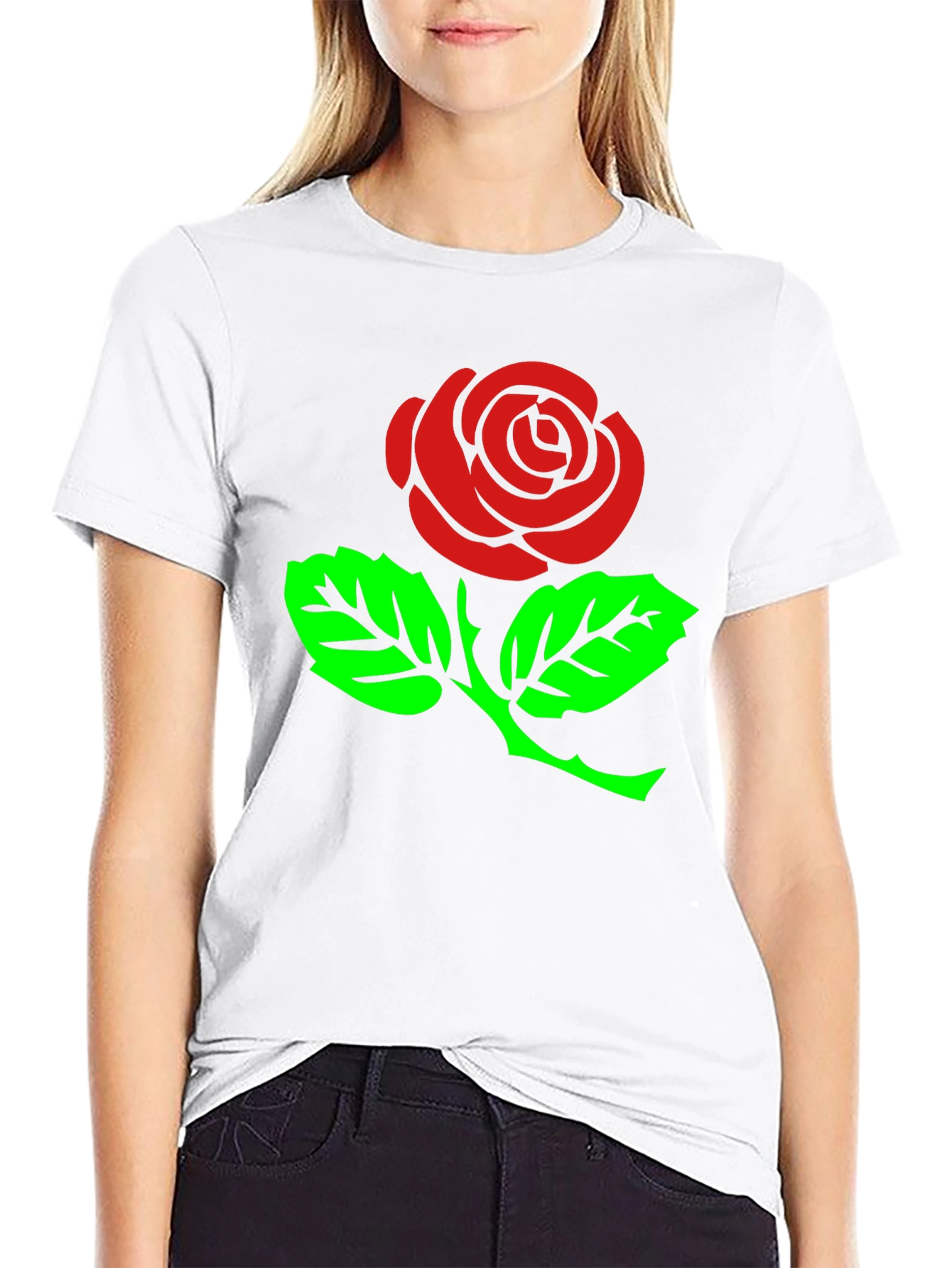 Rose Graphic T-Shirt - Stylish Black Tee