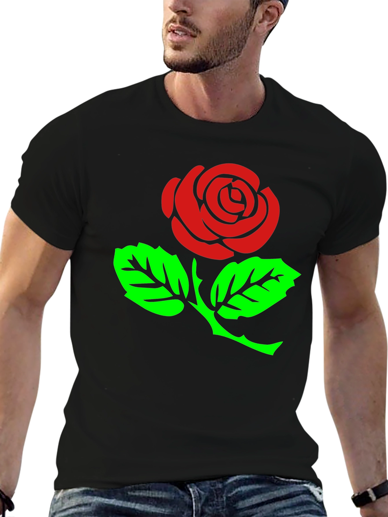 Rose Graphic T-Shirt - Stylish Black Tee