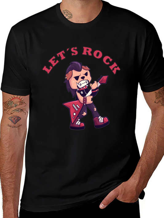 Lets Rock Graphic T-Shirt - Black Cotton Tee