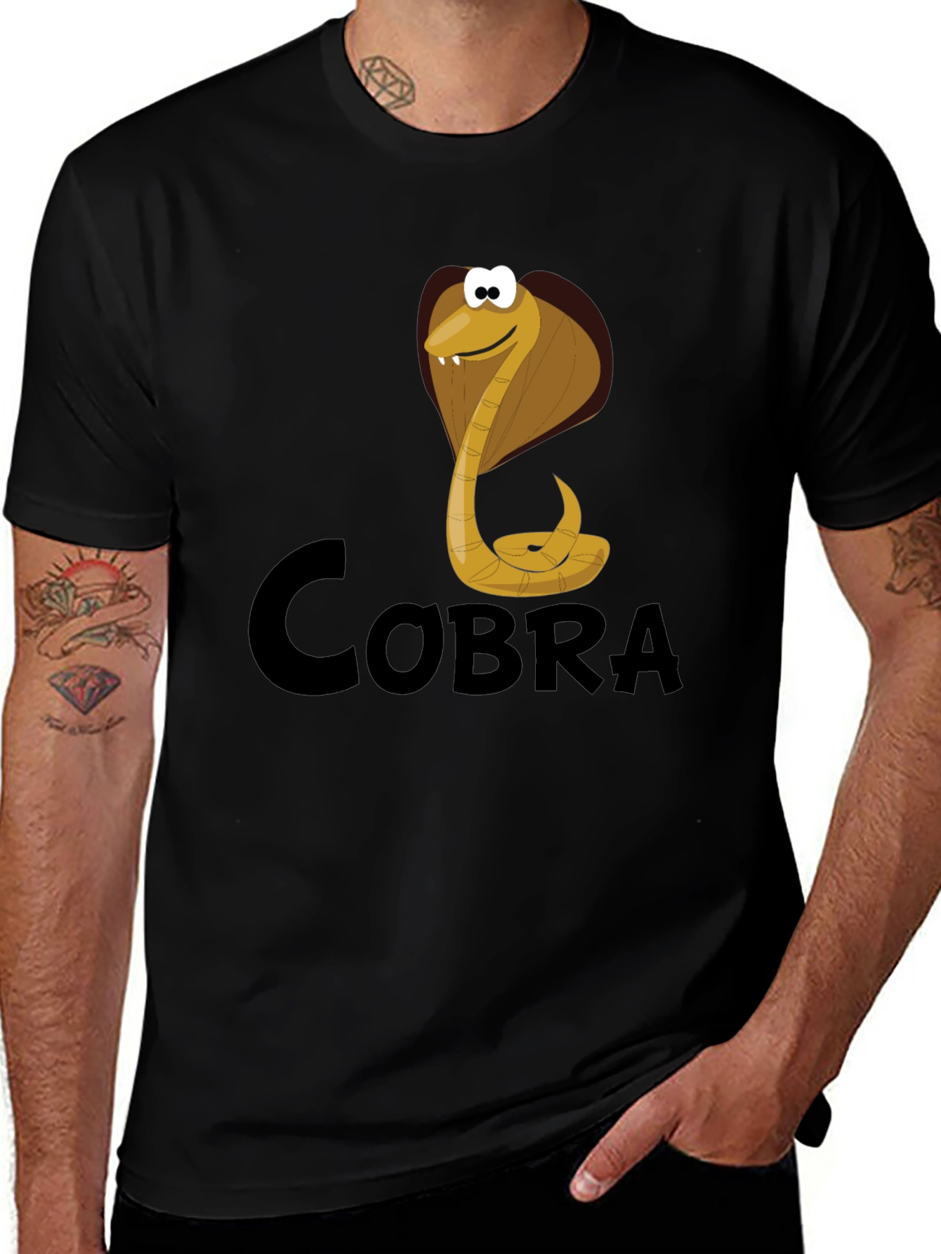 Cobra Cartoon Graphic Tee - Black T-Shirt