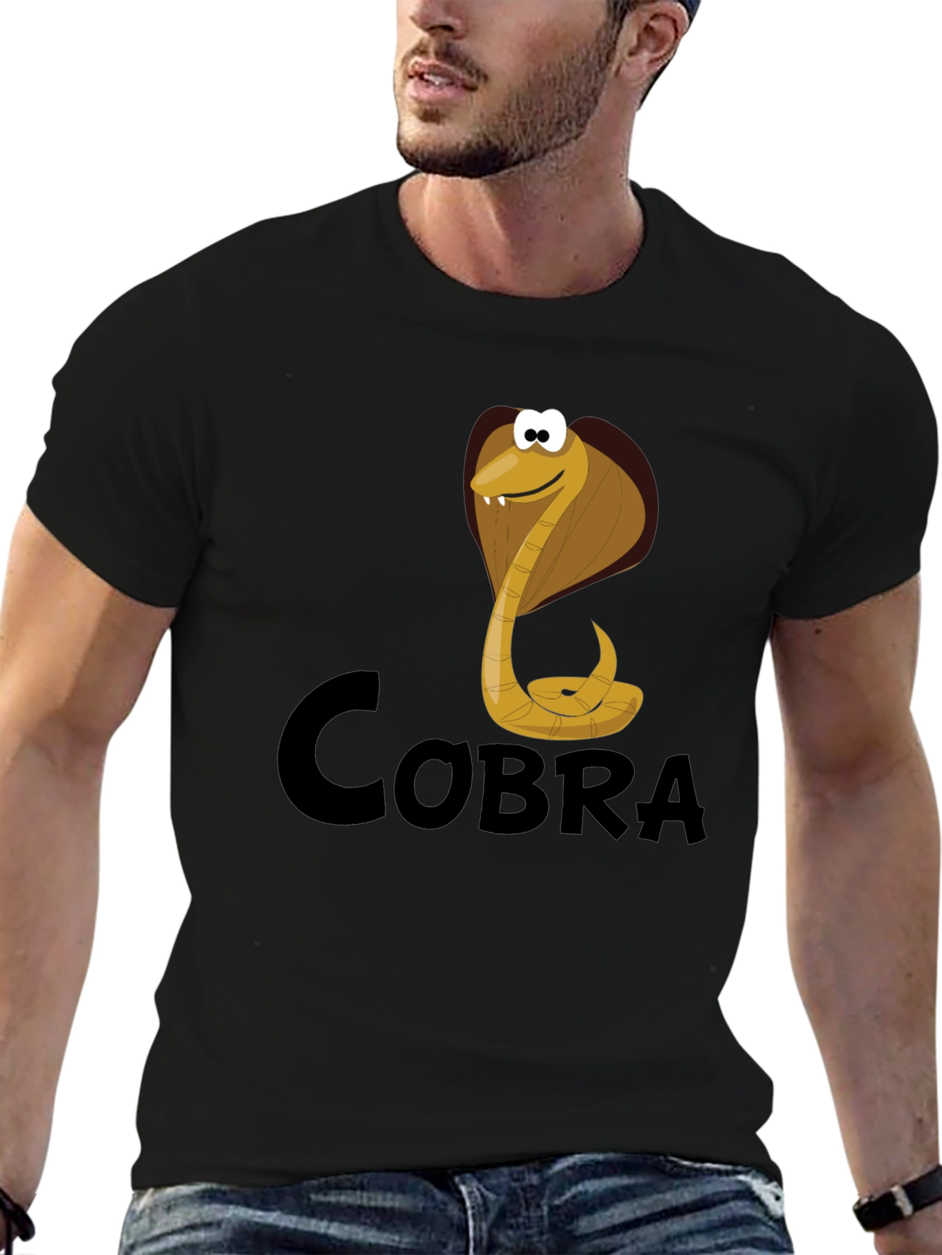 Cobra Cartoon Graphic Tee - Black T-Shirt