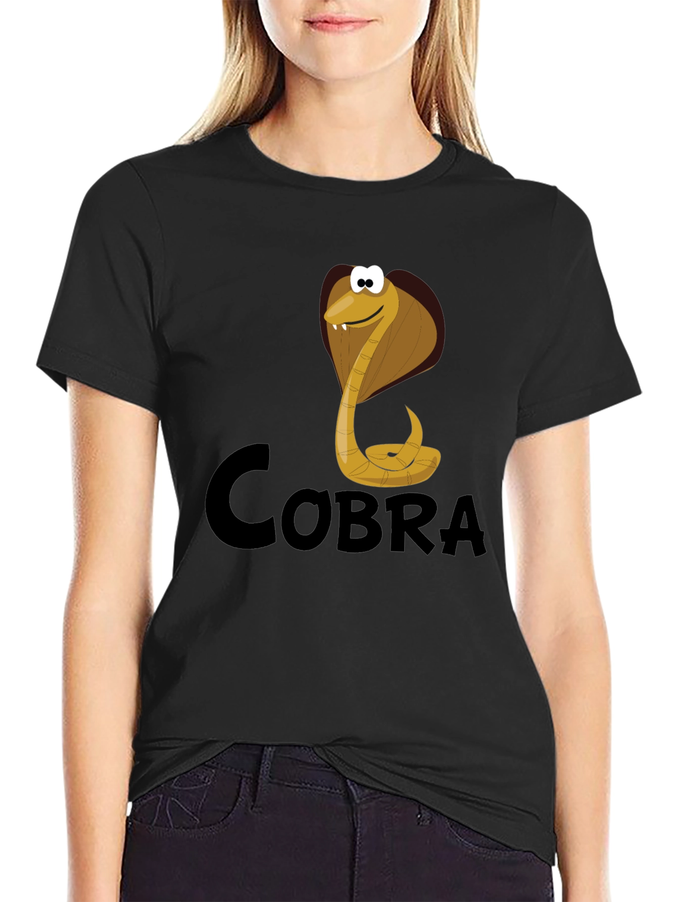 Cobra Cartoon Graphic Tee - Black T-Shirt