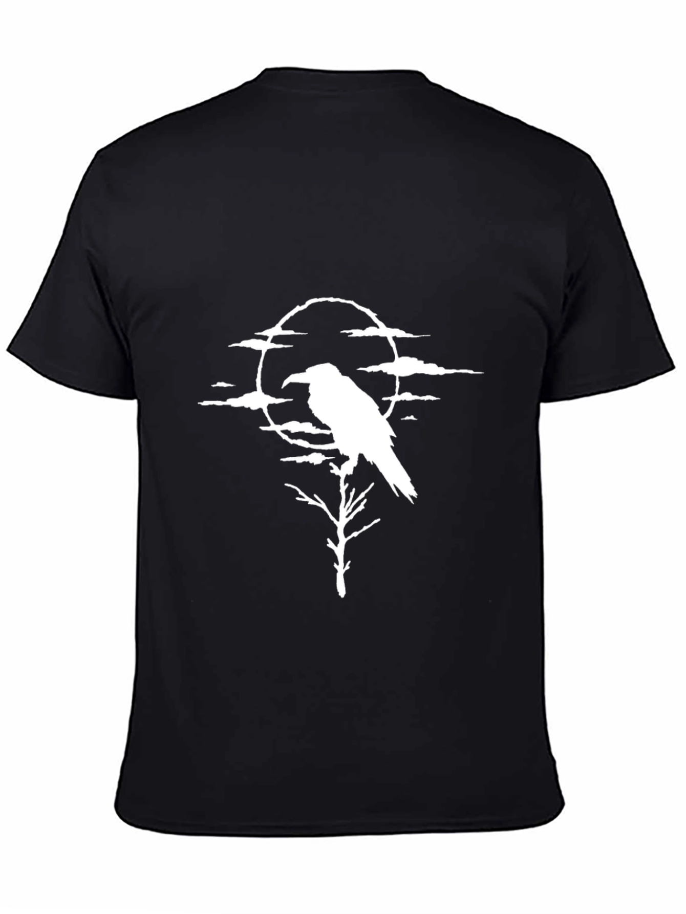 Raven Moon Graphic Tee - Black Cotton Shirt