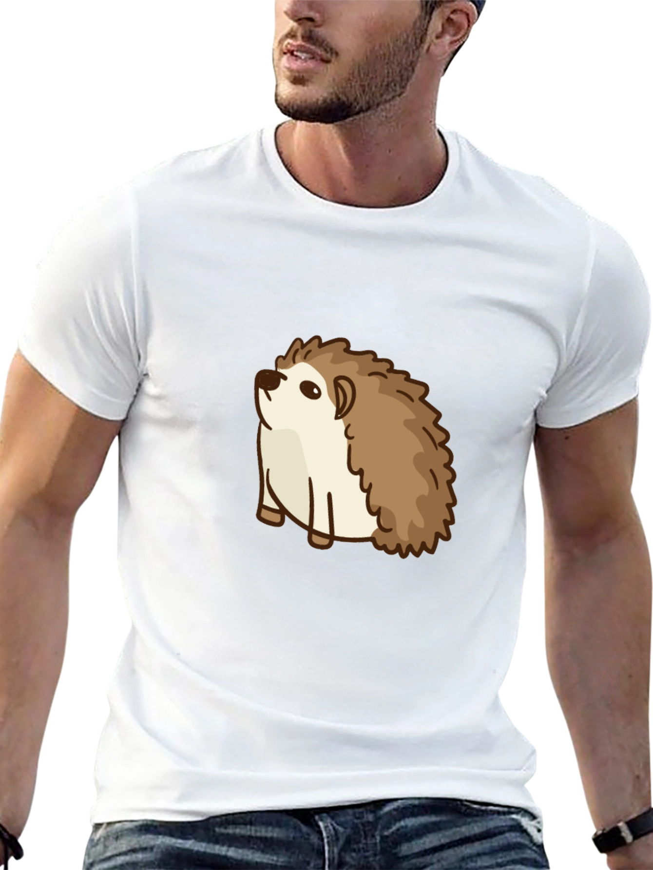 Cute Hedgehog Graphic Tee - Black
