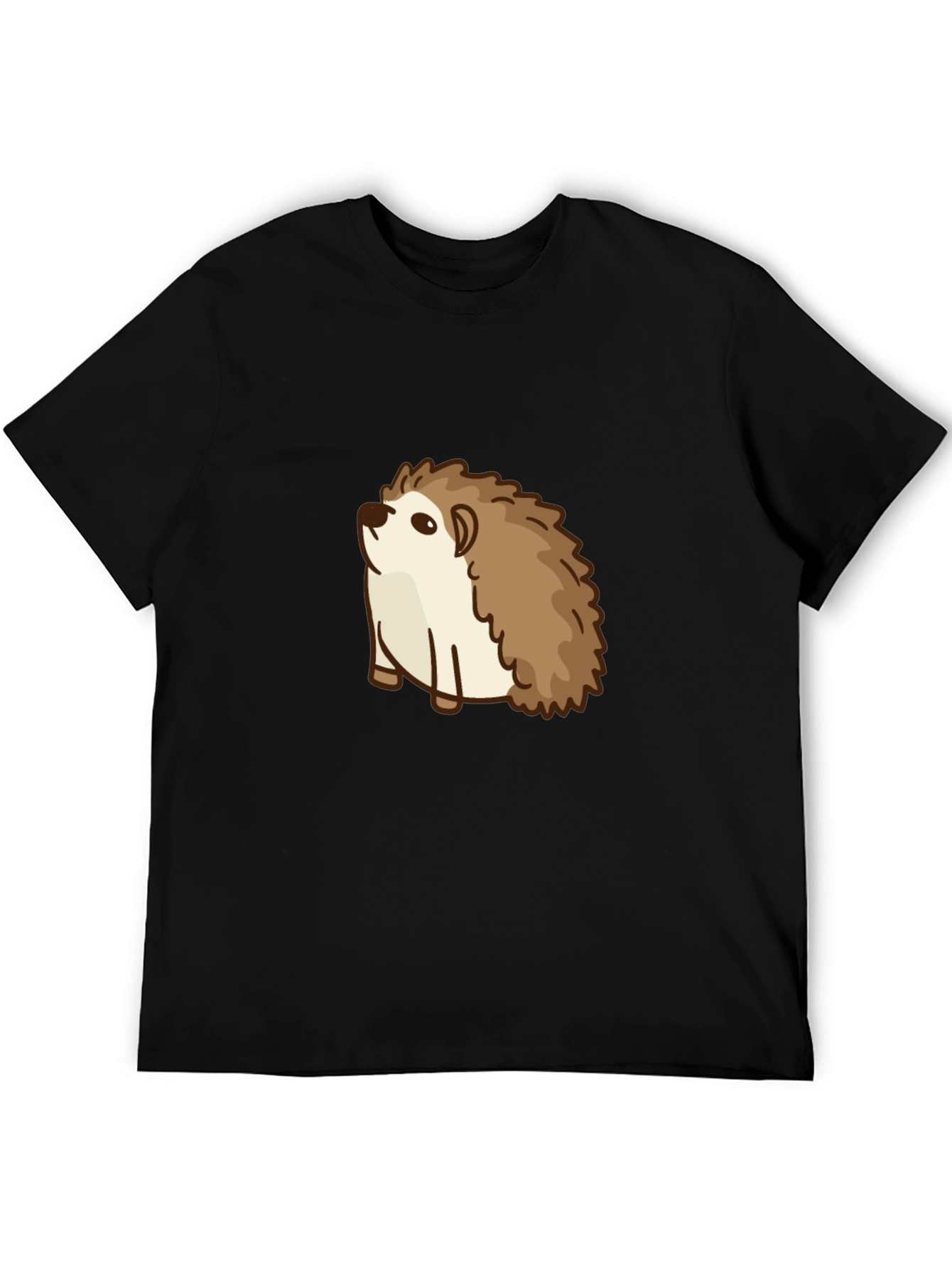 Cute Hedgehog Graphic Tee - Black