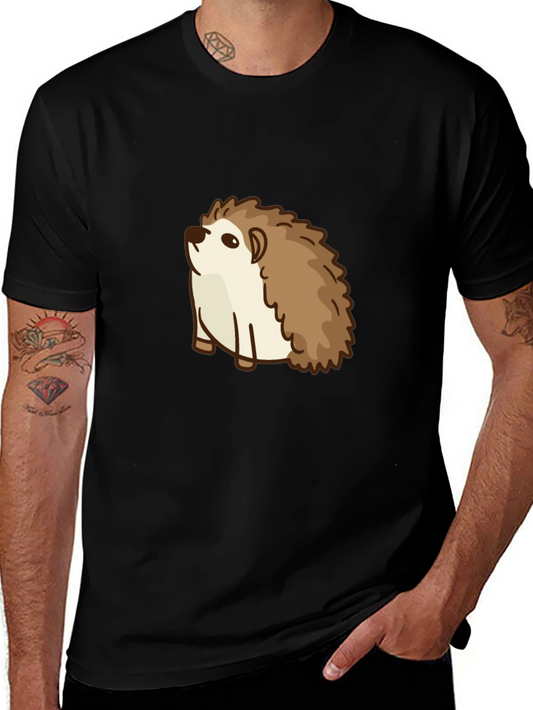 Cute Hedgehog Graphic Tee - Black