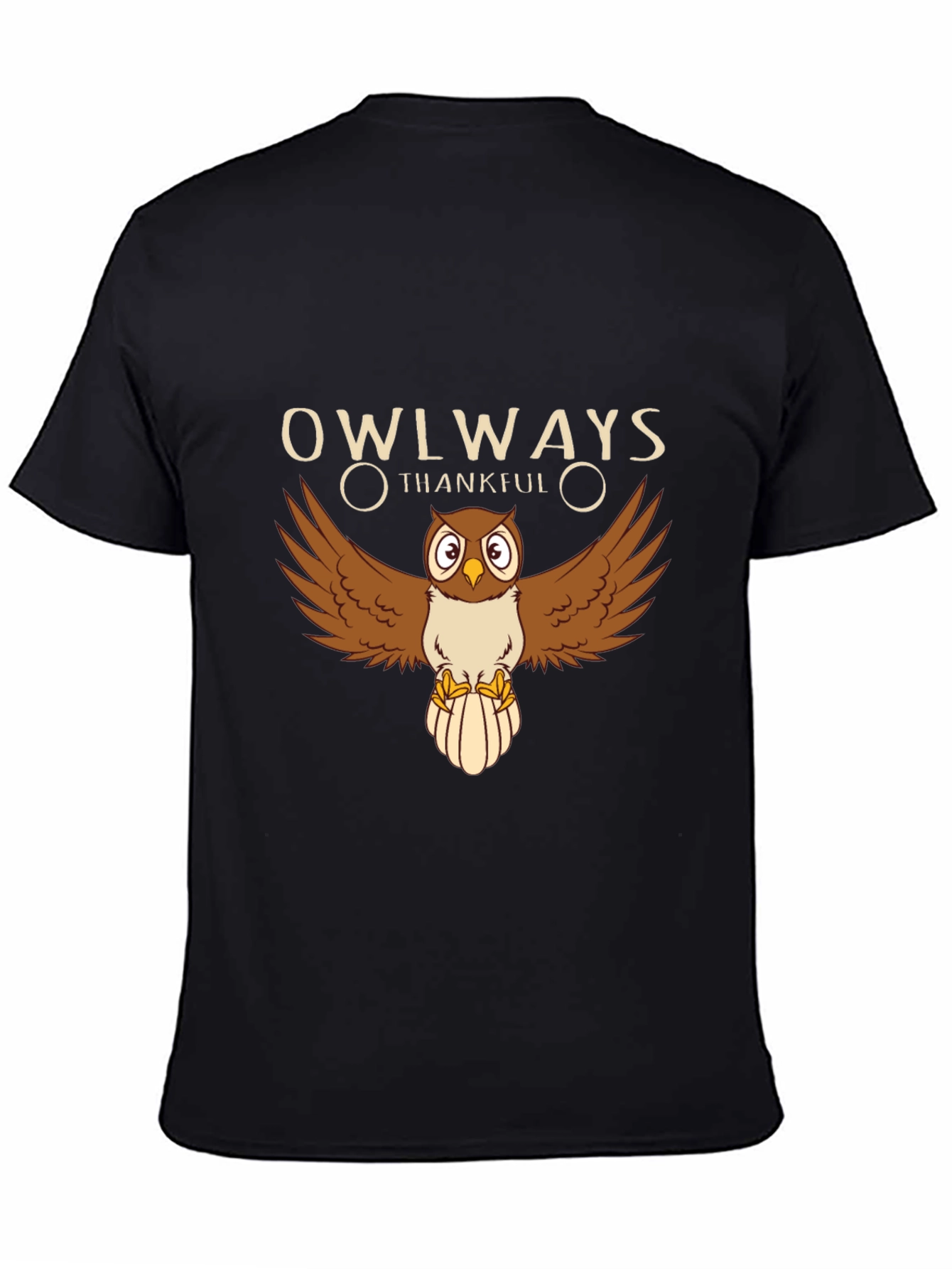Owlways Thankful Black Graphic Tee