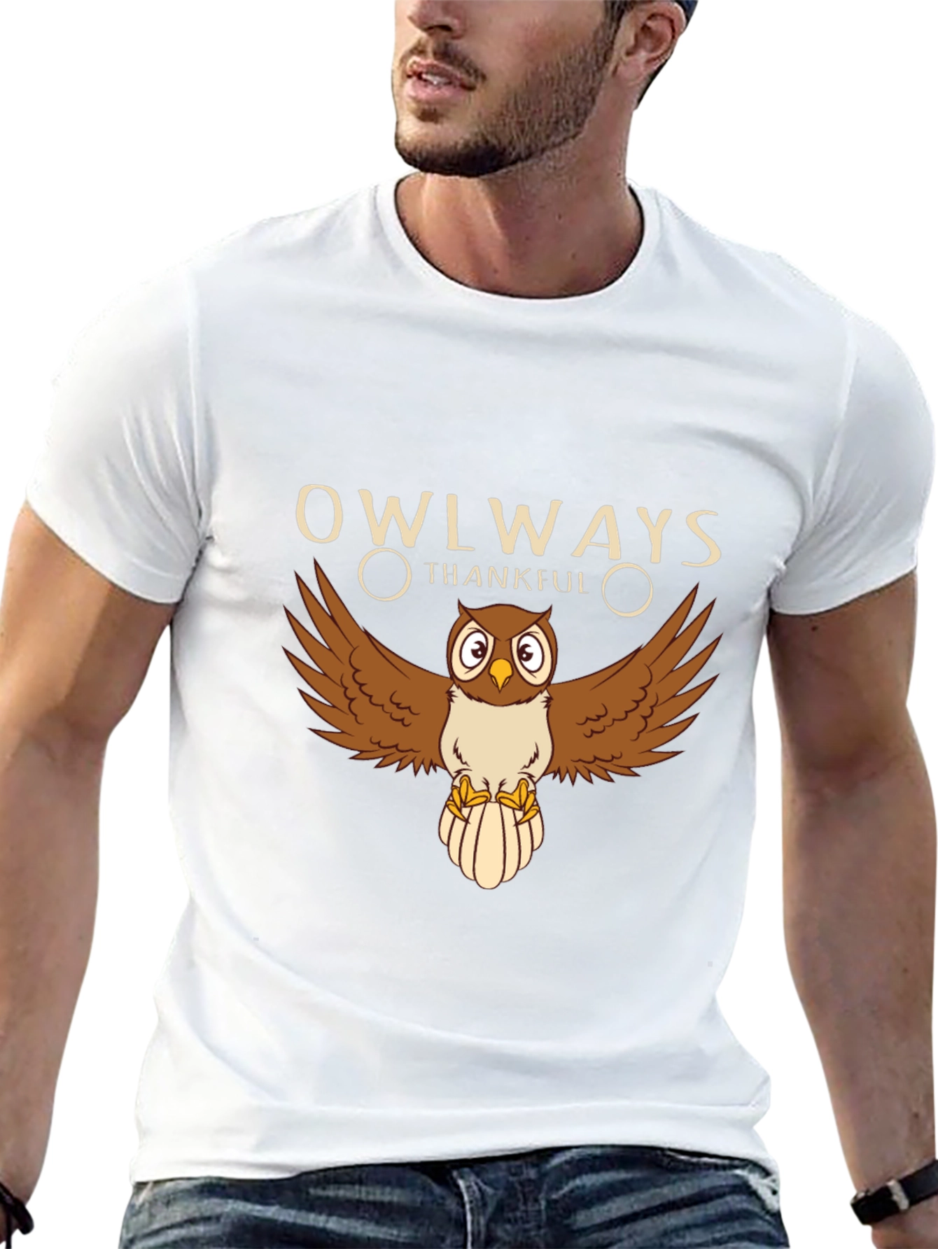 Owlways Thankful Black Graphic Tee