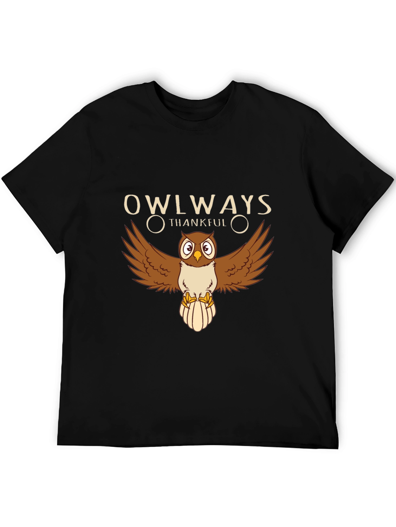 Owlways Thankful Black Graphic Tee