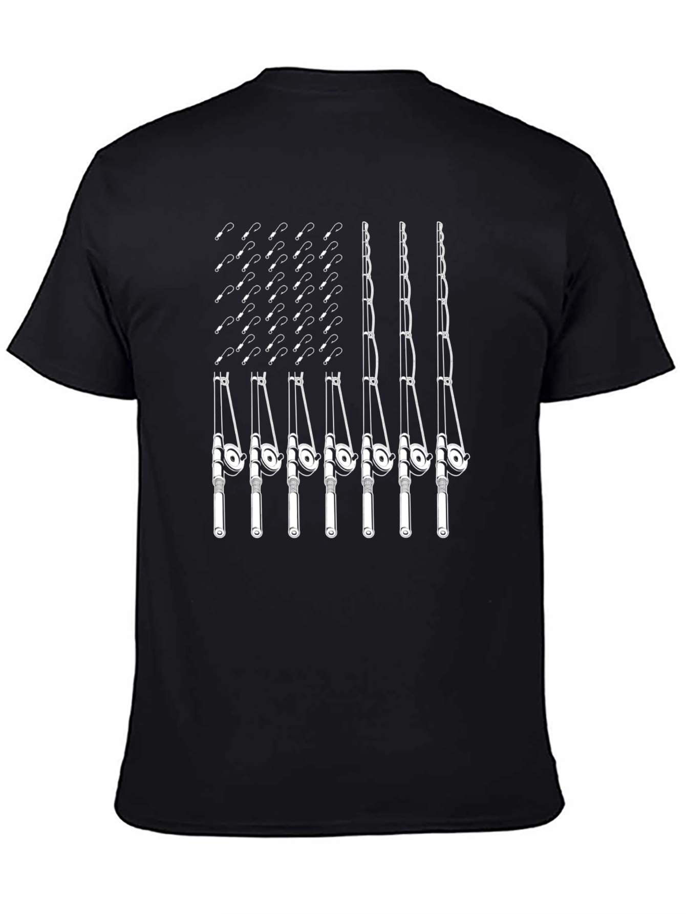 Fishing Rod Flag Graphic Tee - Black