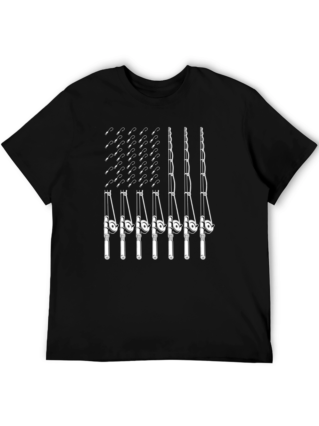Fishing Rod Flag Graphic Tee - Black