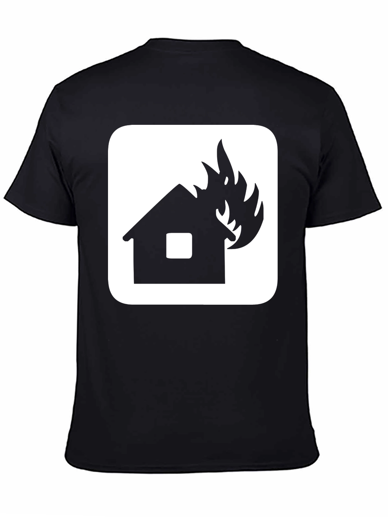 Burning House Graphic Tee - Black Cotton T-Shirt