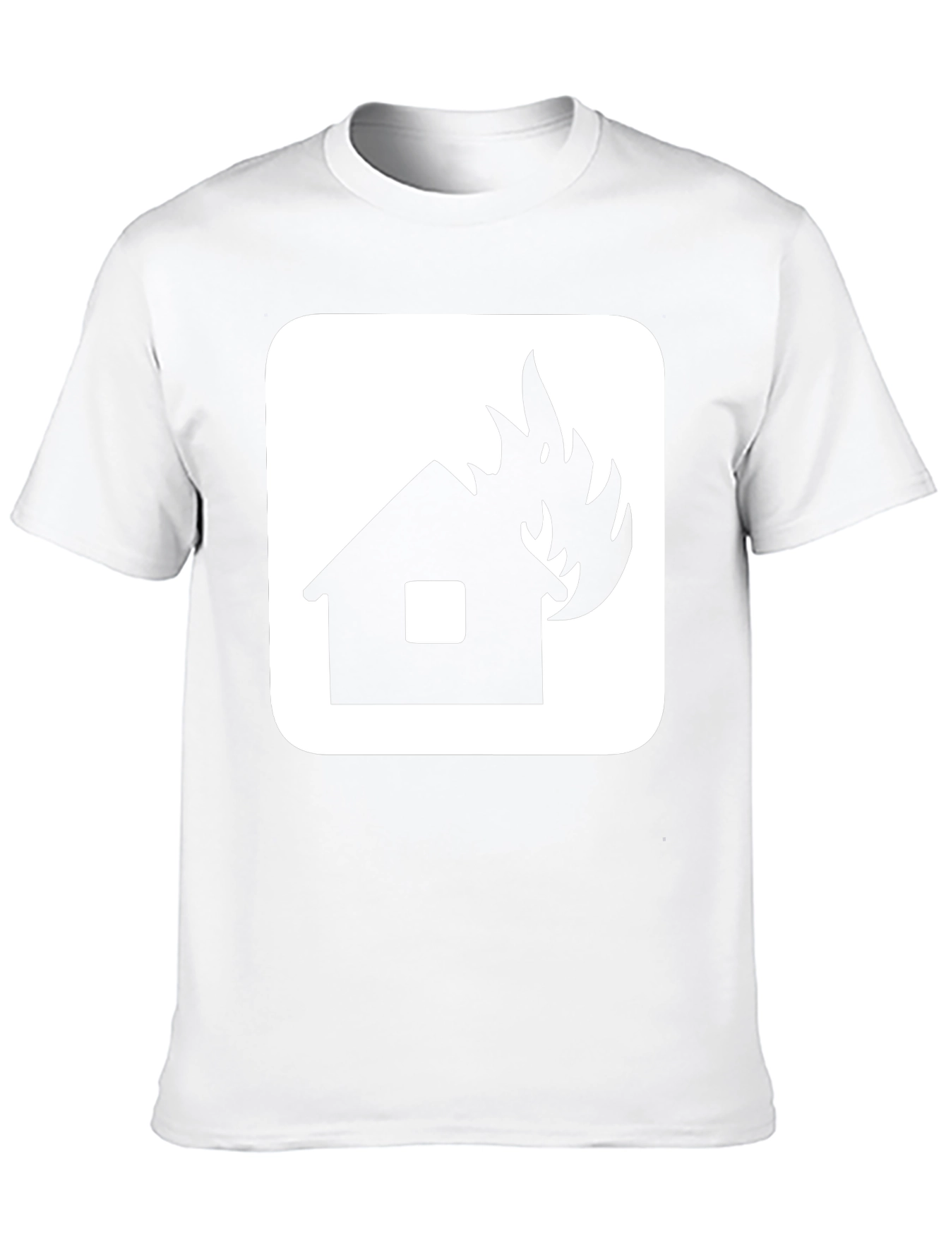 Burning House Graphic Tee - Black Cotton T-Shirt