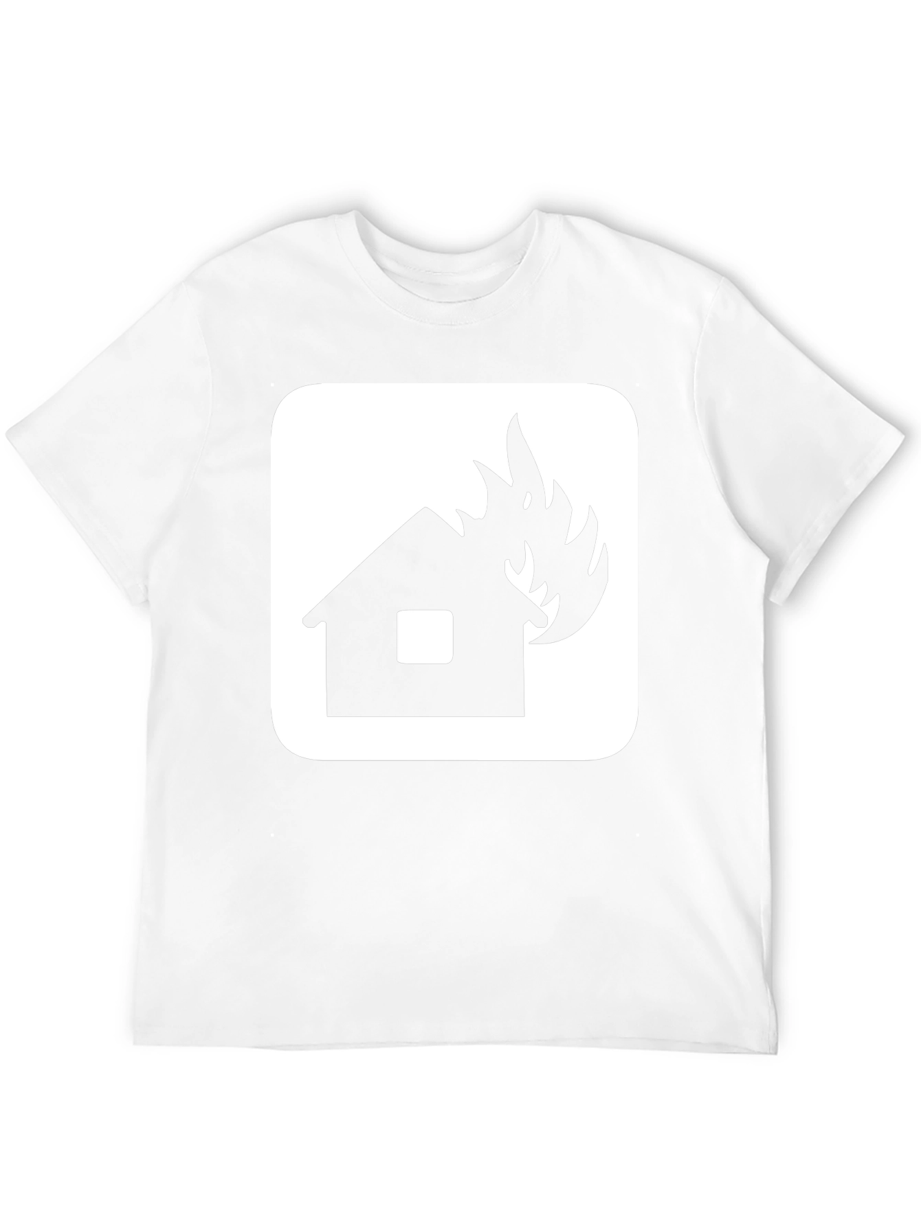 Burning House Graphic Tee - Black Cotton T-Shirt