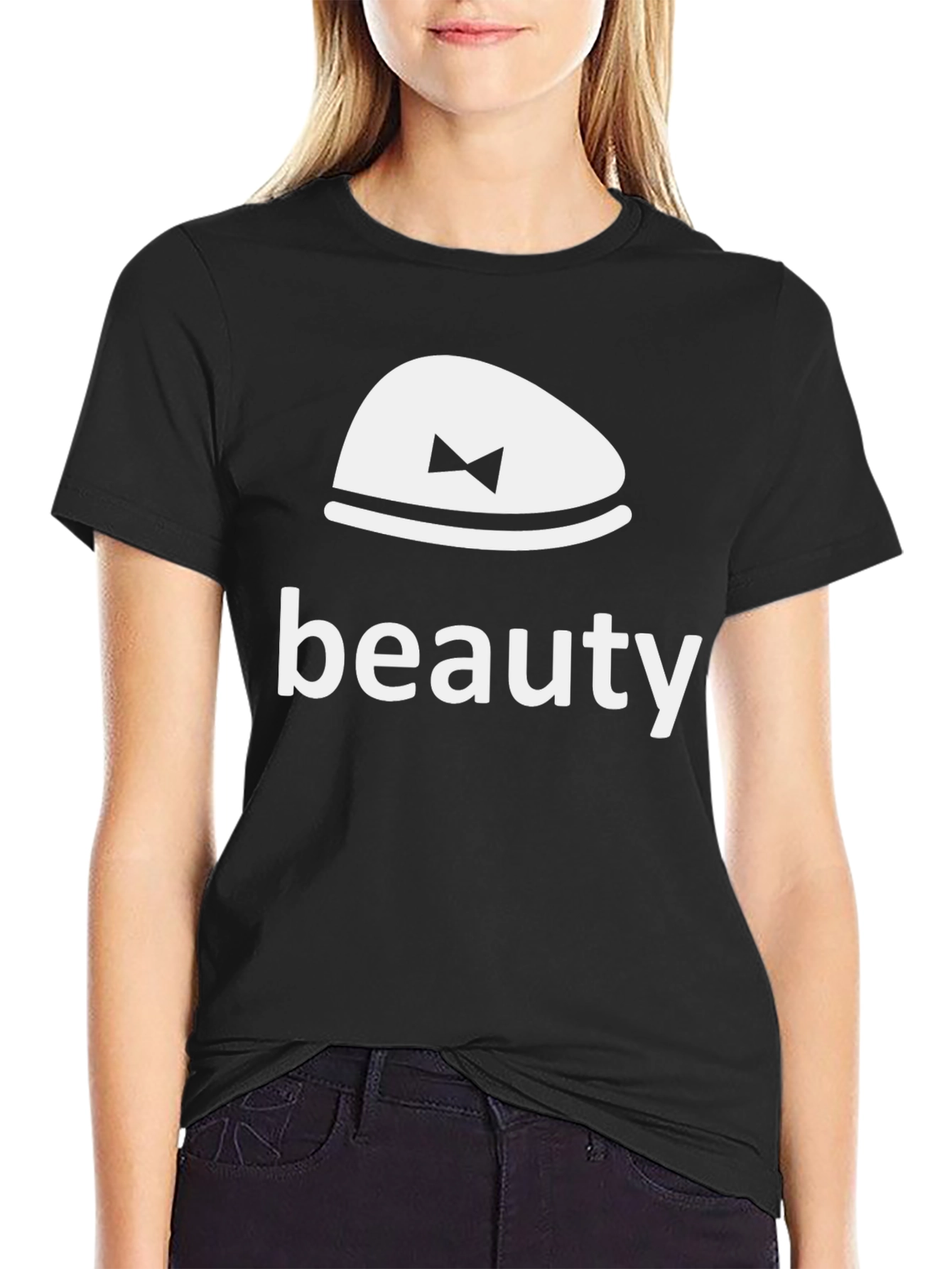 Beauty Bowtie Graphic Tee - Stylish Black T-Shirt