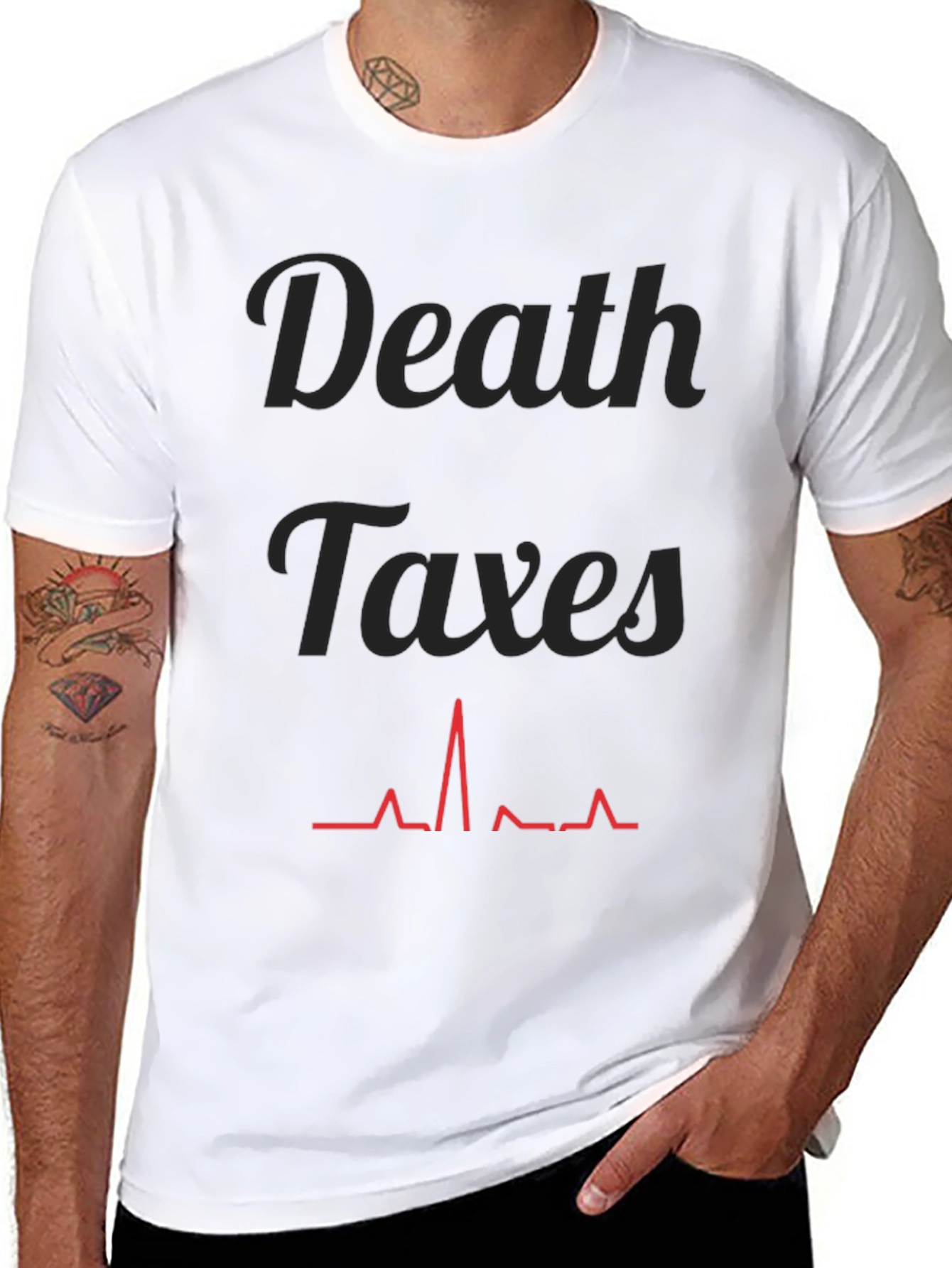 Death Taxes Heartbeat Graphic Tee - Black