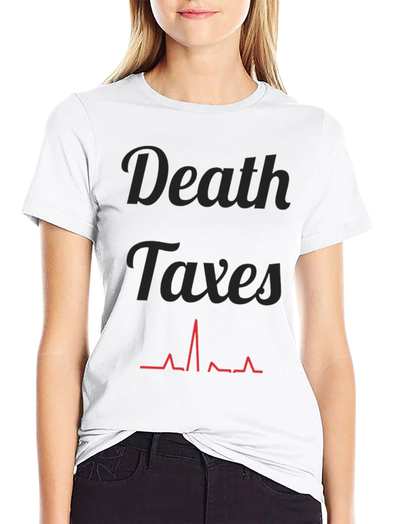Death Taxes Heartbeat Graphic Tee - Black