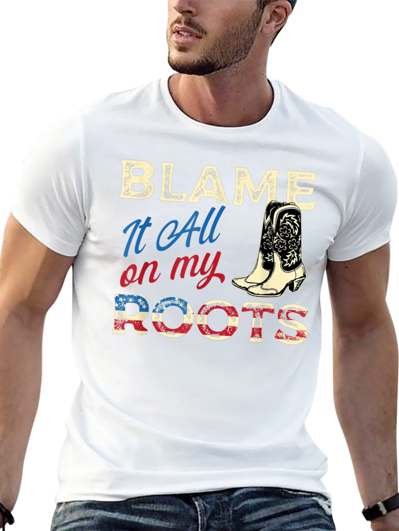 Blame It All on My Roots Country Western Tee