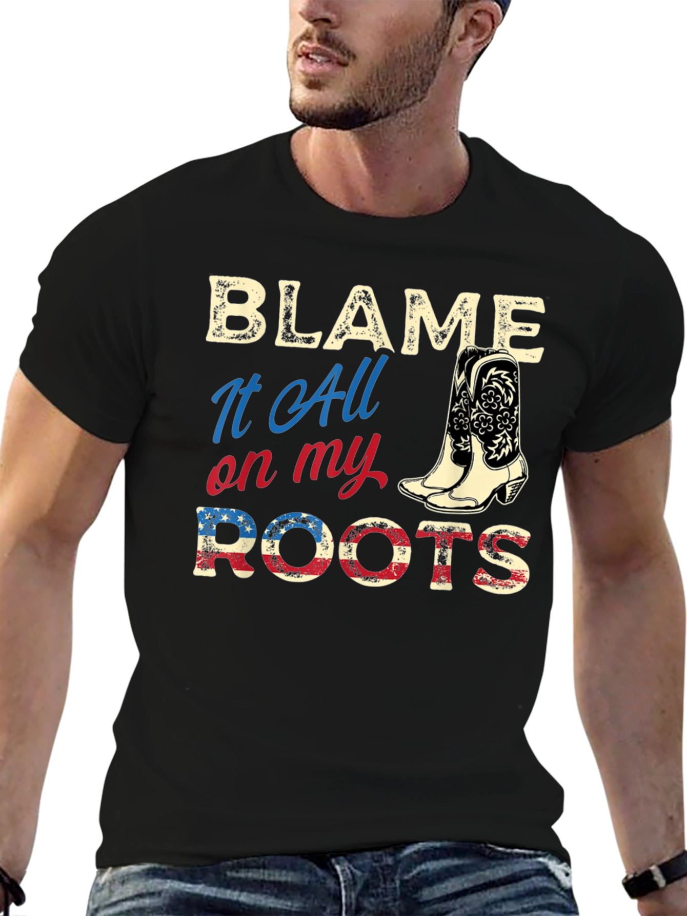 Blame It All on My Roots Country Western Tee