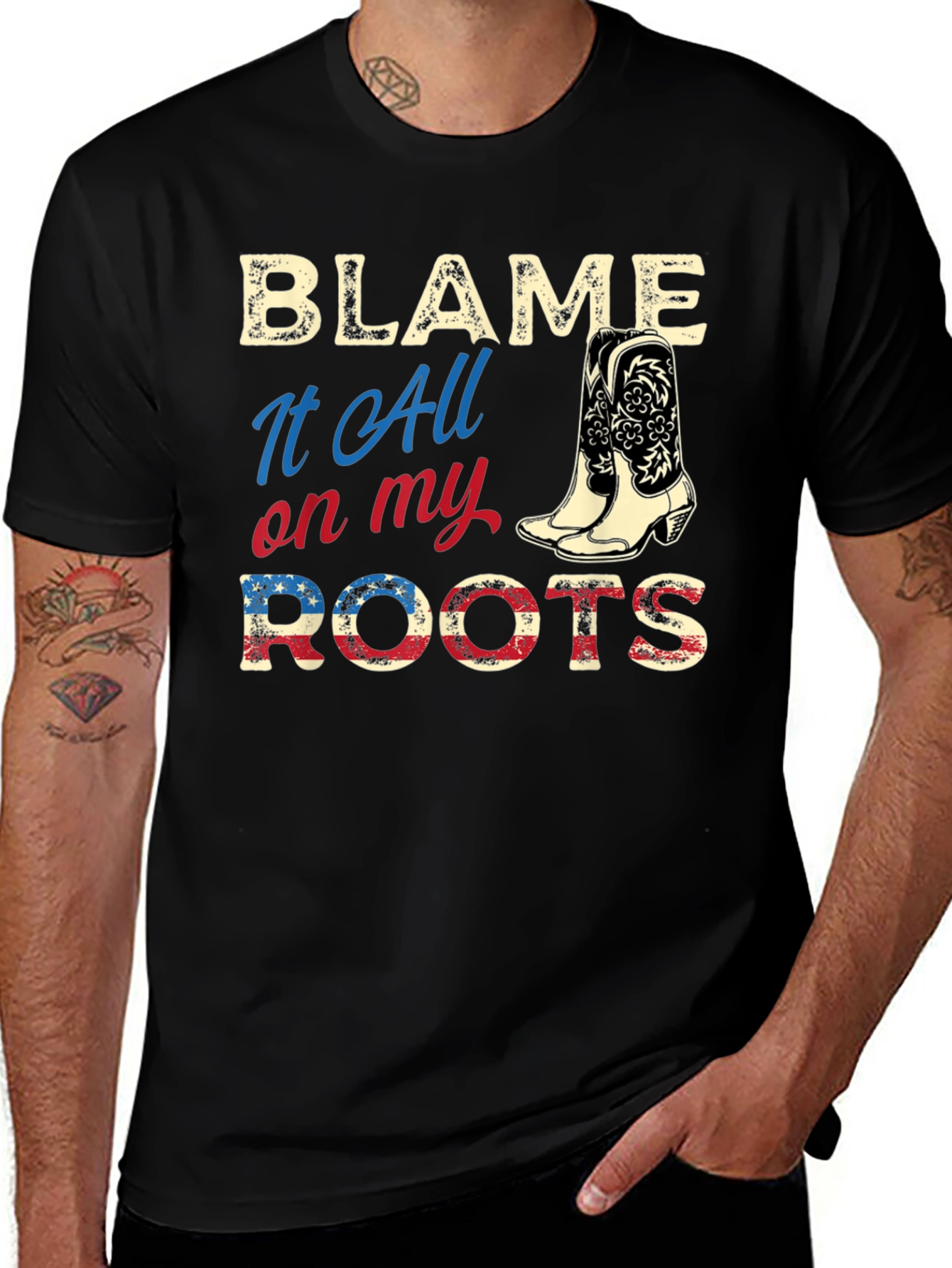 Blame It All on My Roots Country Western Tee