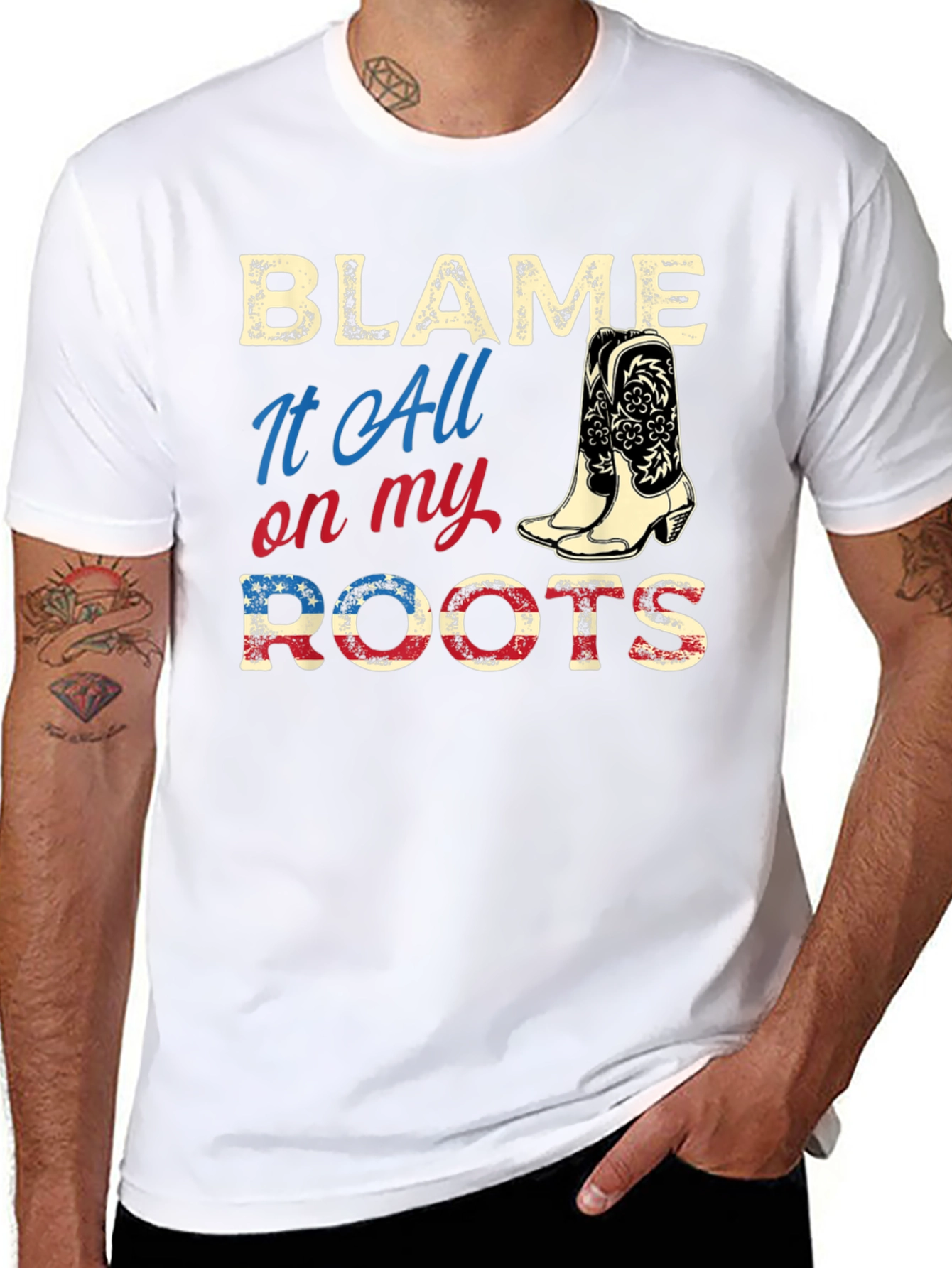 Blame It All on My Roots Country Western Tee