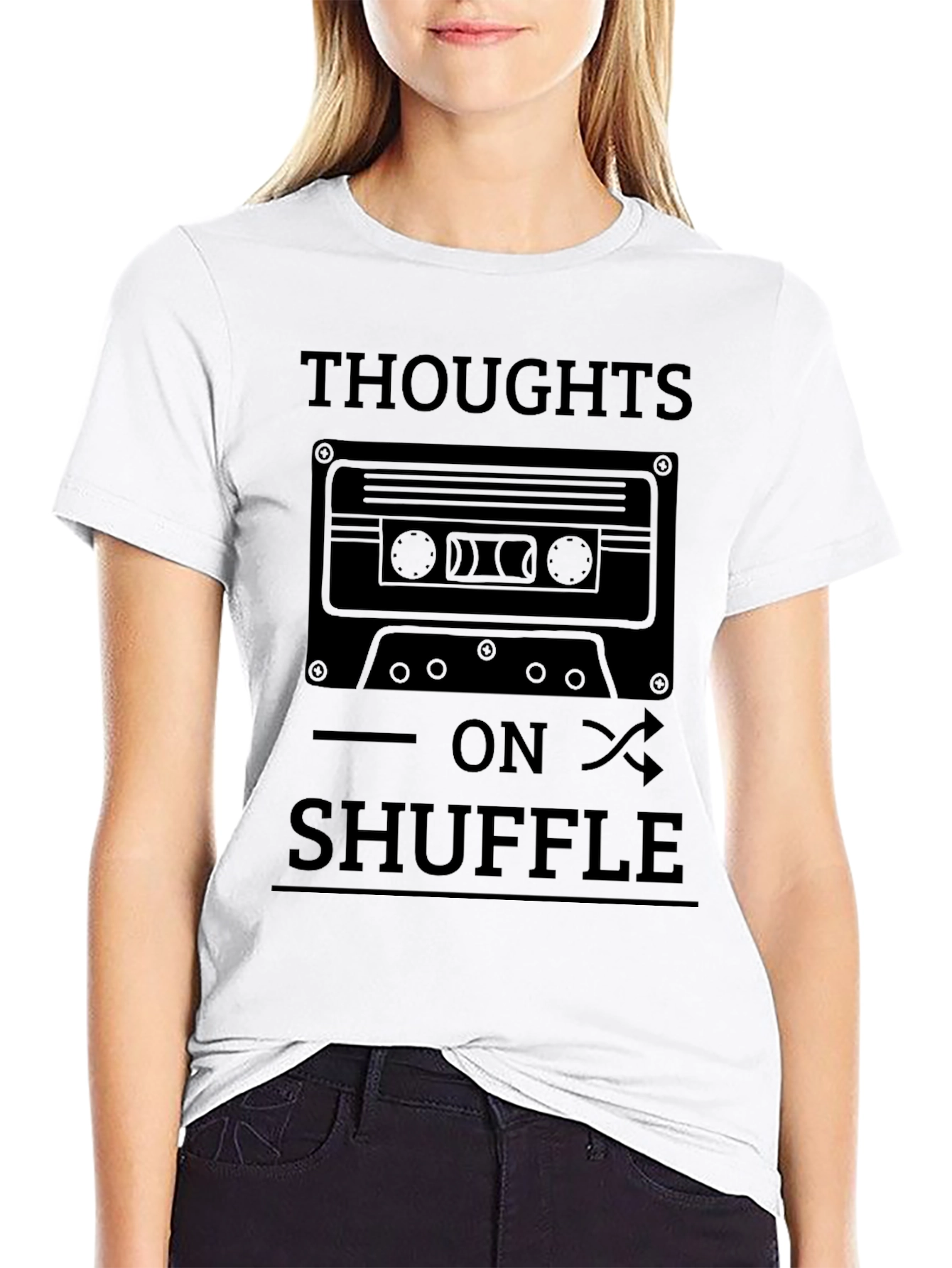 Thoughts On Shuffle T-Shirt - Unique Cassette Design