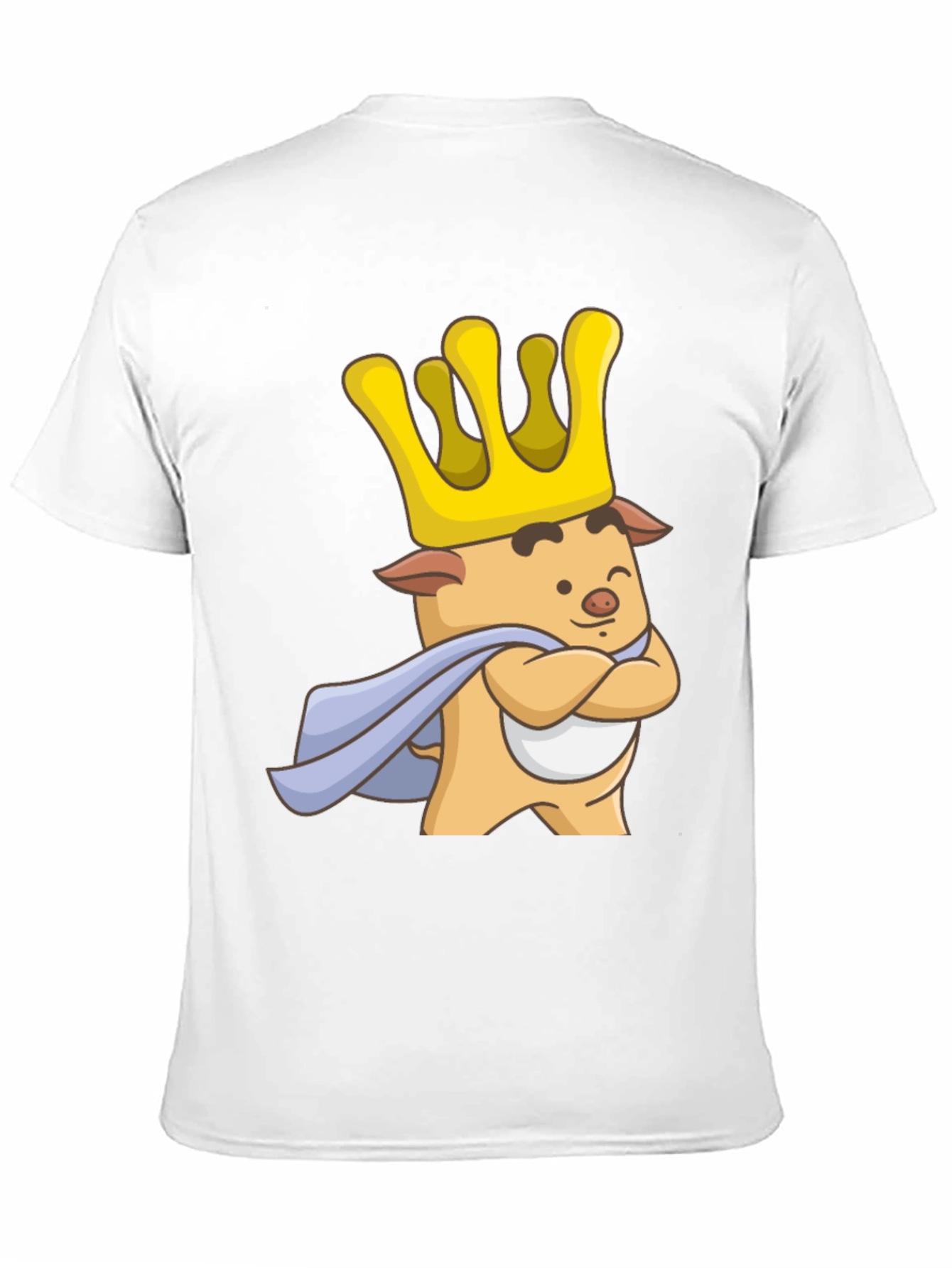 King Pig Cartoon Graphic T-Shirt - Black