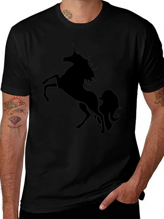 Black Unicorn Graphic Tee - Mens Casual Shirt